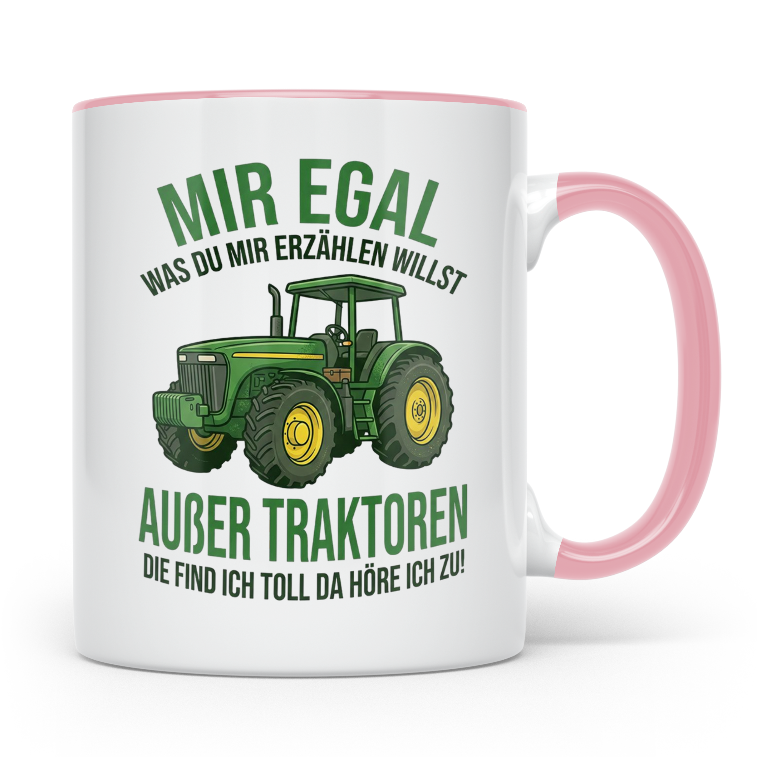 Traktor Tasse mit Spruch Mir egal außer Traktoren | Geschenk – Rosa [farbe:rosa]