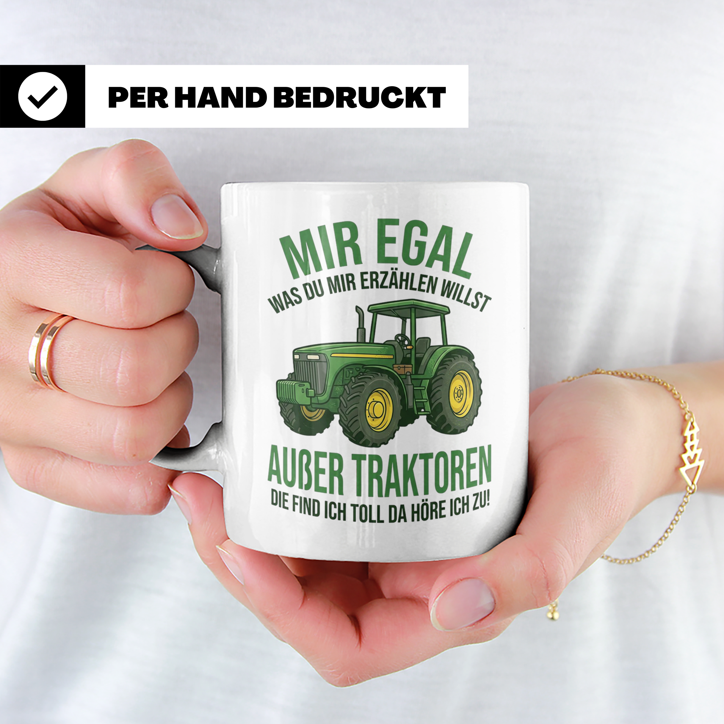 Traktor Tasse mit Spruch Mir egal außer Traktoren | Geschenk – Weiß [farbe:weiß]