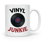 Vinyl Junkie Tasse mit Schallplatte Motiv für Plattensammler – Weiß [farbe:weiß]