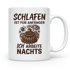 Nachtschicht Tasse mit Spruch Schlafen ist für Anfänger, Kaf – Weiß [farbe:weiß]
