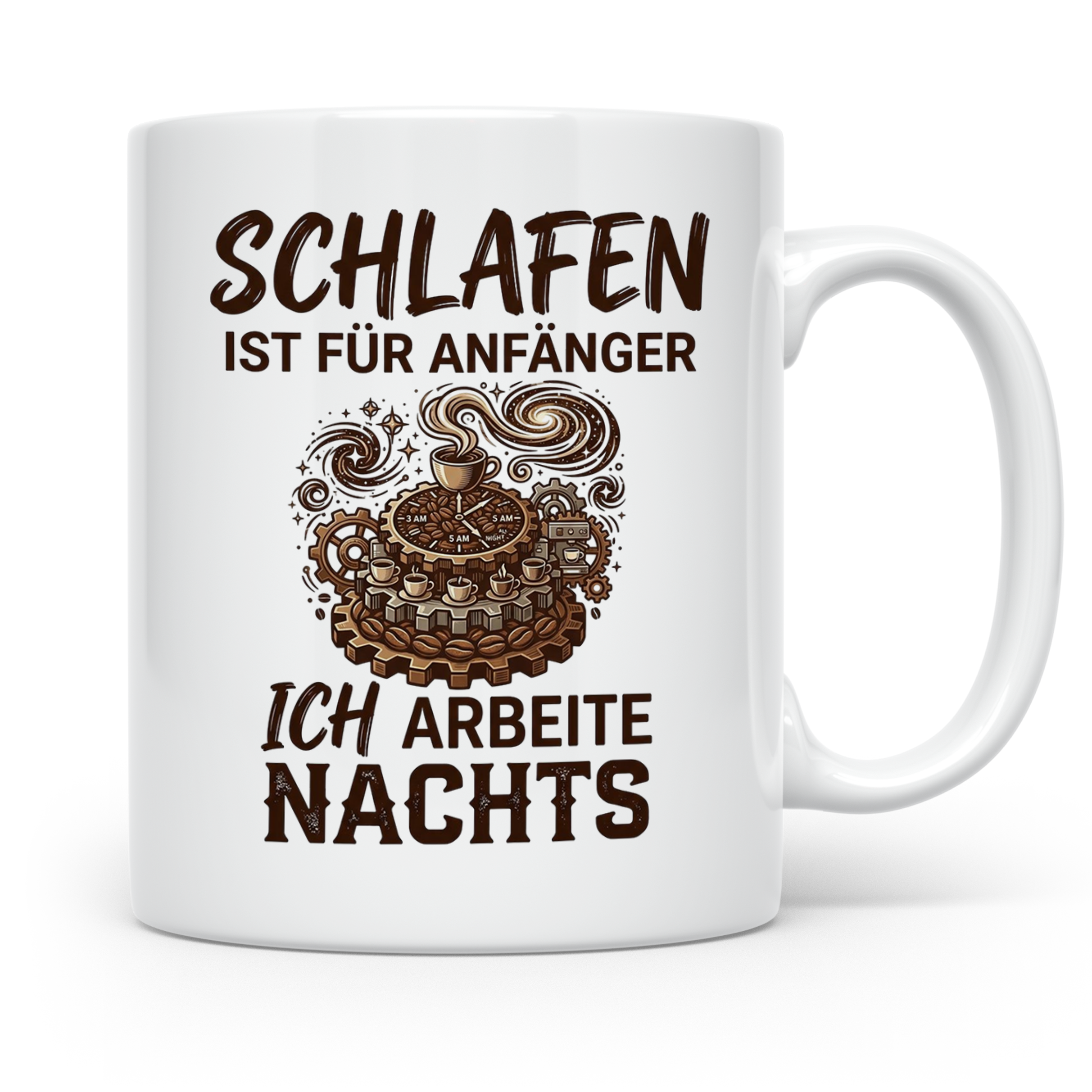 Nachtschicht Tasse mit Spruch Schlafen ist für Anfänger, Kaf – Weiß [farbe:weiß]