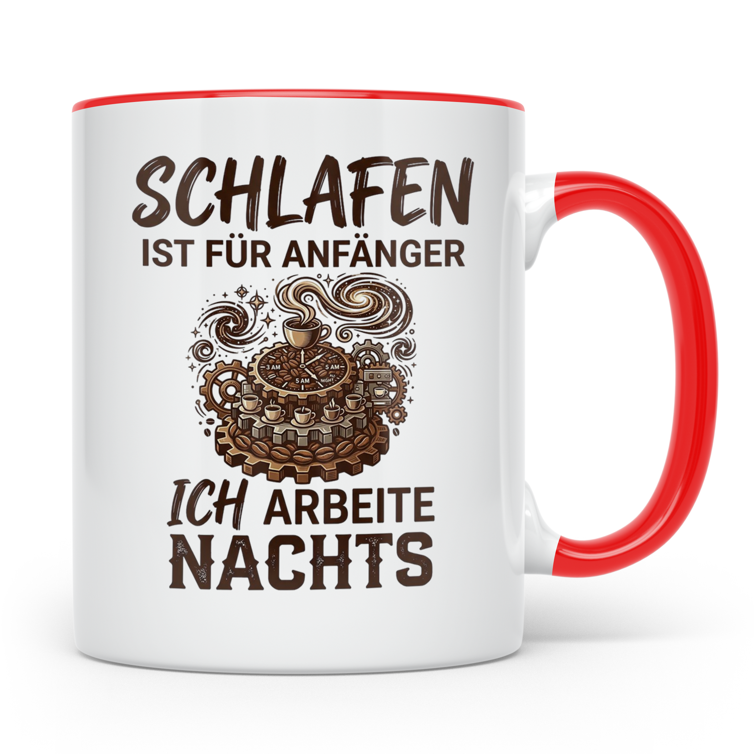 Nachtschicht Tasse mit Spruch Schlafen ist für Anfänger, Kaf – Rot [farbe:rot]
