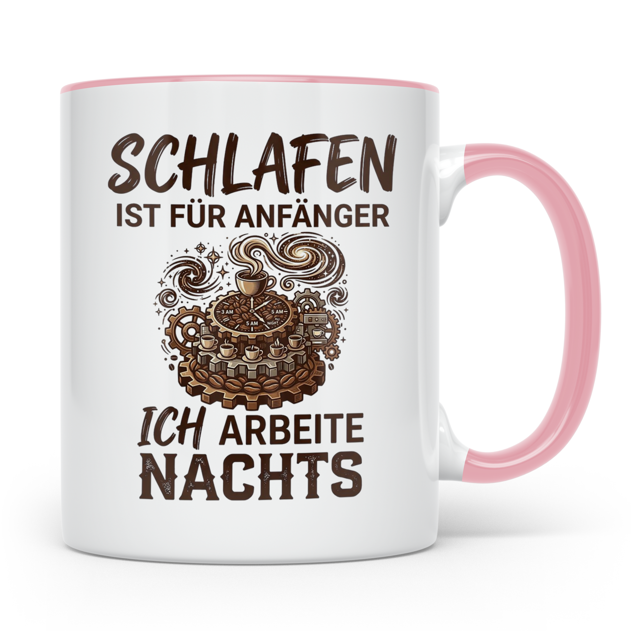 Nachtschicht Tasse mit Spruch Schlafen ist für Anfänger, Kaf – Rosa [farbe:rosa]