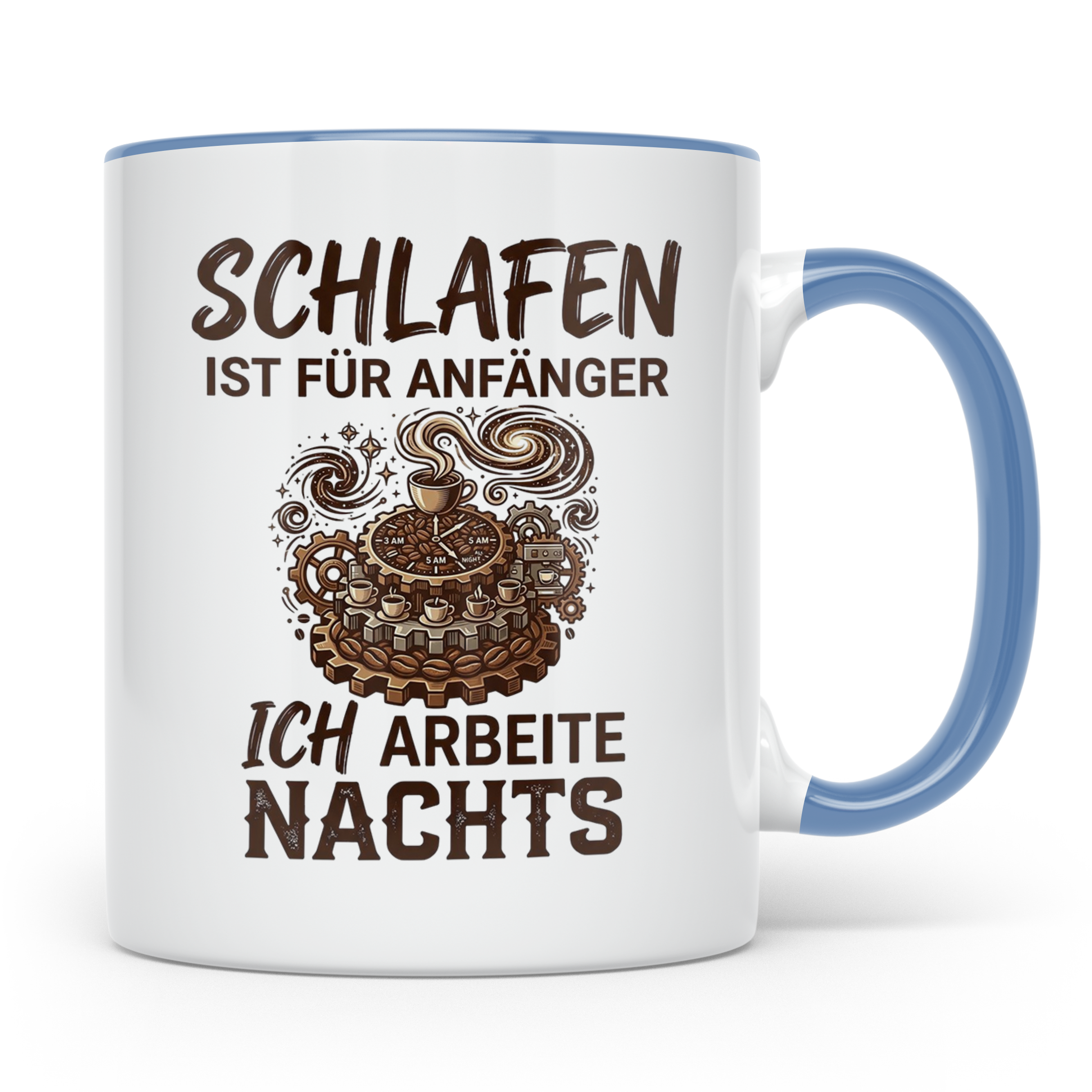 Nachtschicht Tasse mit Spruch Schlafen ist für Anfänger, Kaf – Blau [farbe:blau]