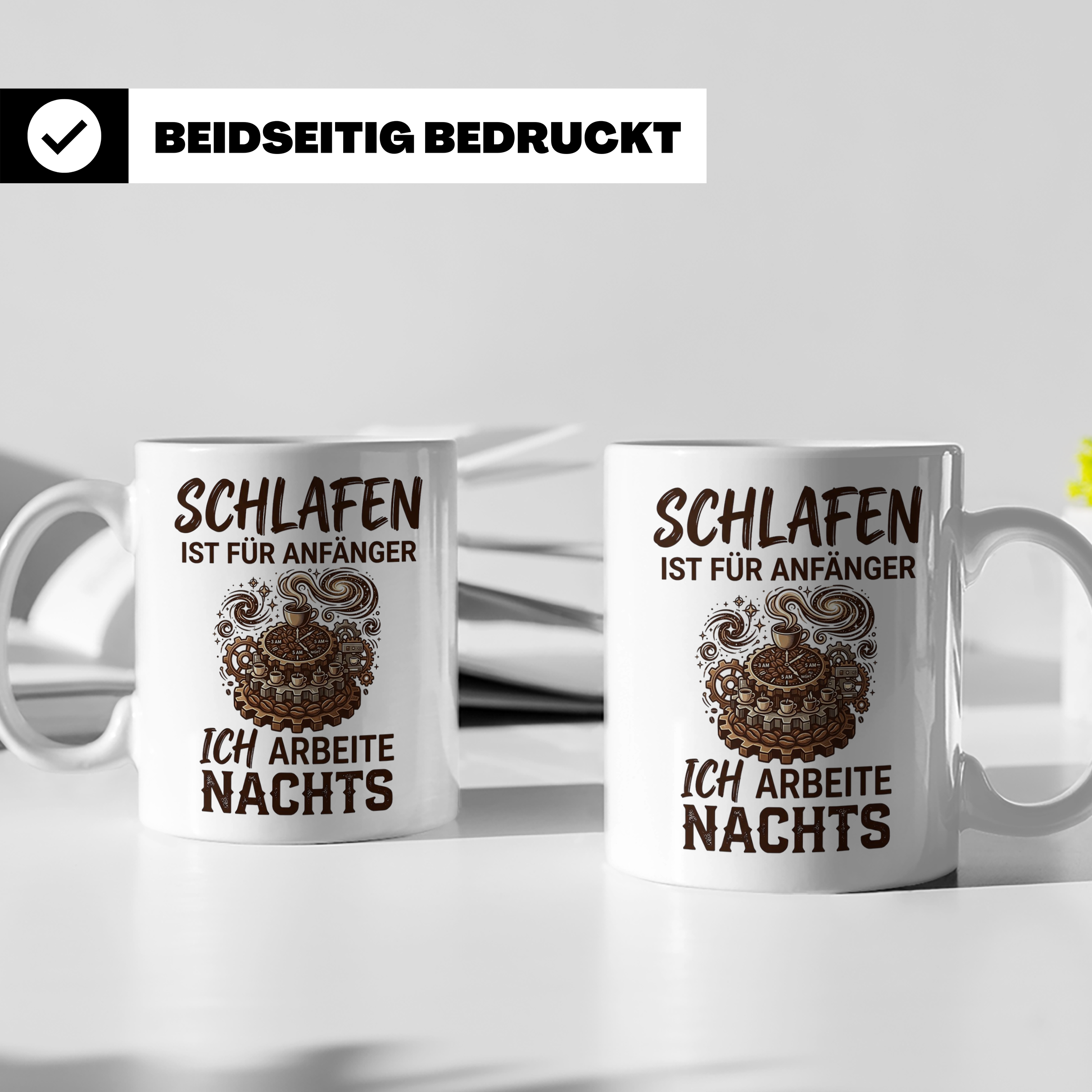 Nachtschicht Tasse mit Spruch Schlafen ist für Anfänger, Kaf – Weiß [farbe:weiß]