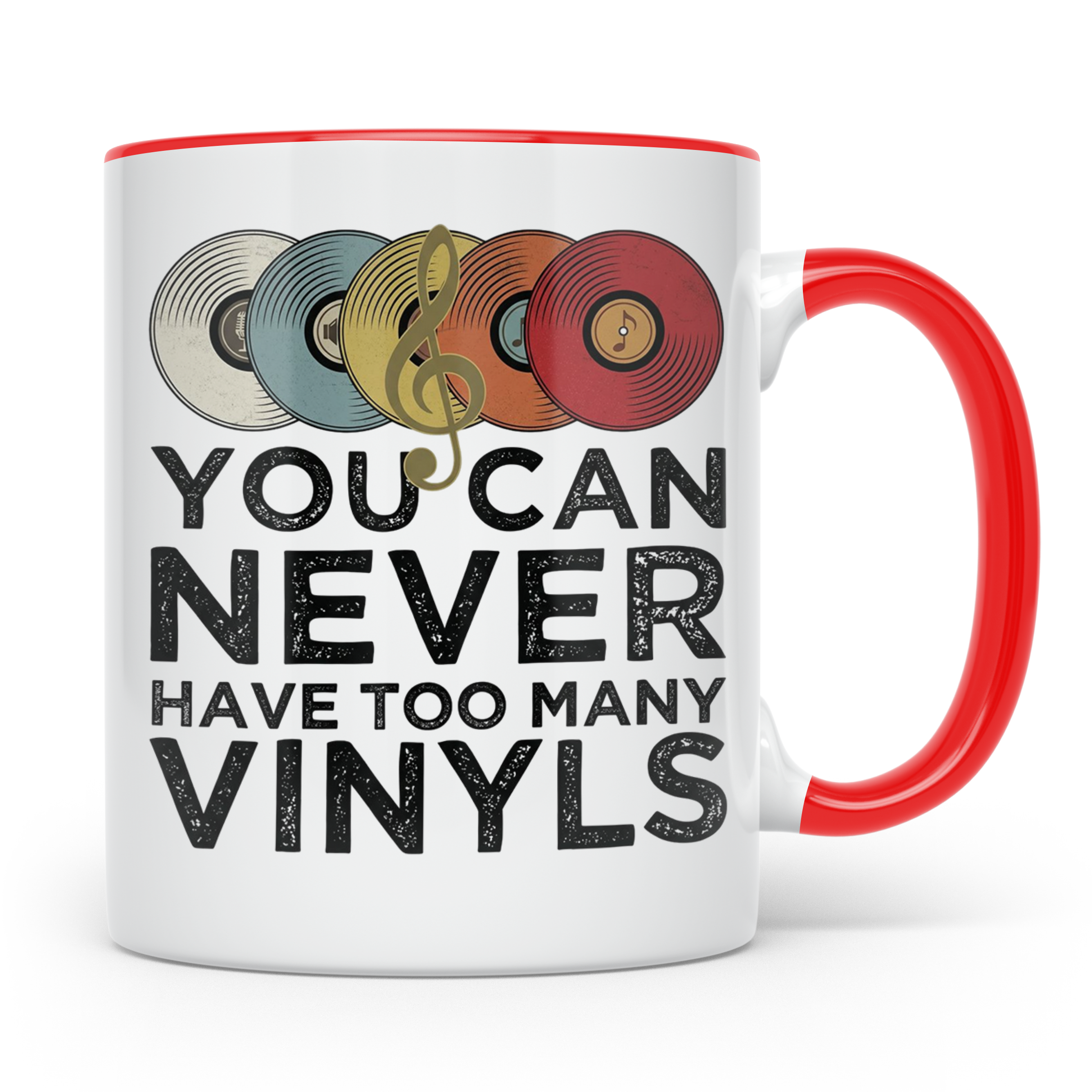 Schallplatten Sammler Tasse mit Spruch für Vinyl Liebhaber,  – Rot [farbe:rot]