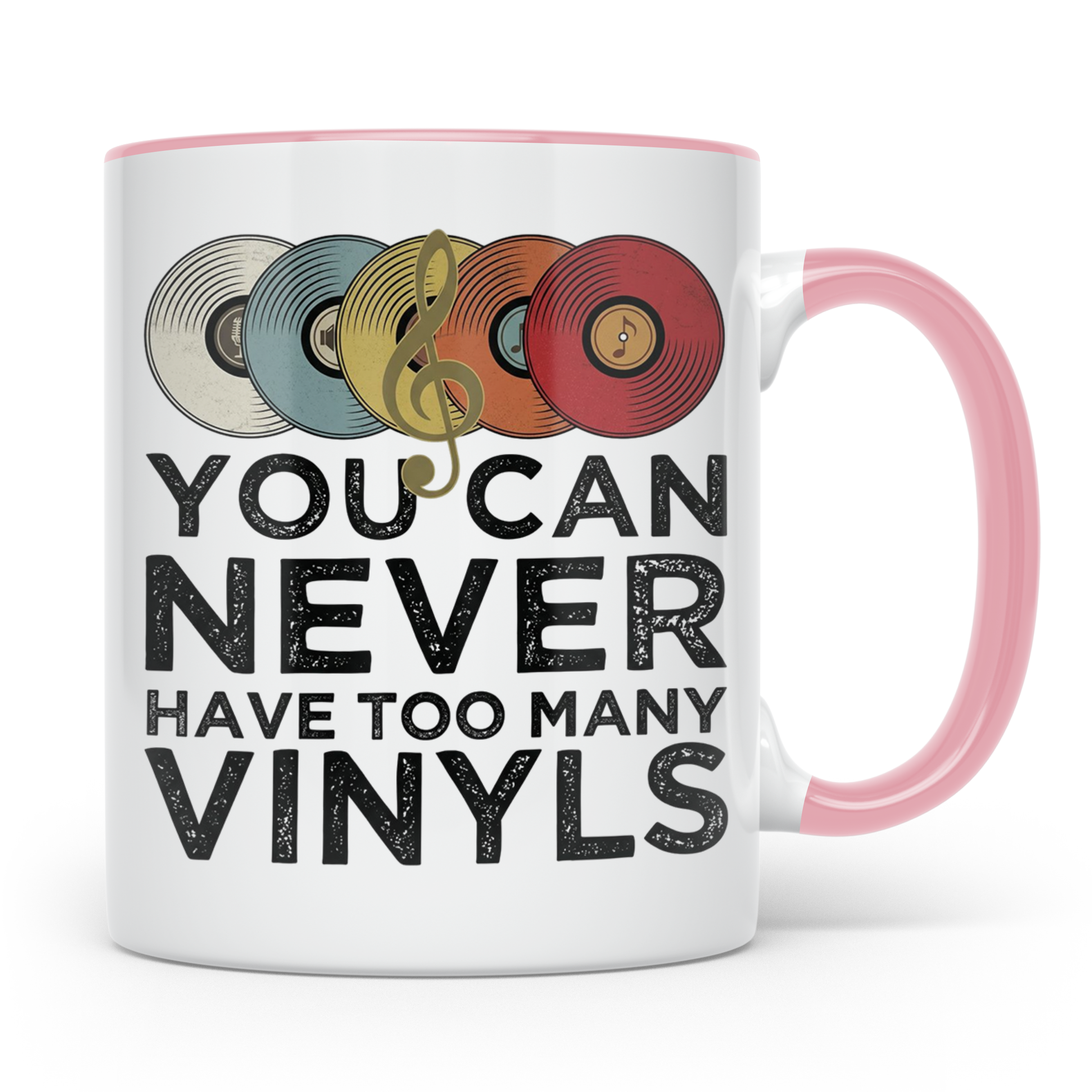 Schallplatten Sammler Tasse mit Spruch für Vinyl Liebhaber,  – Rosa [farbe:rosa]