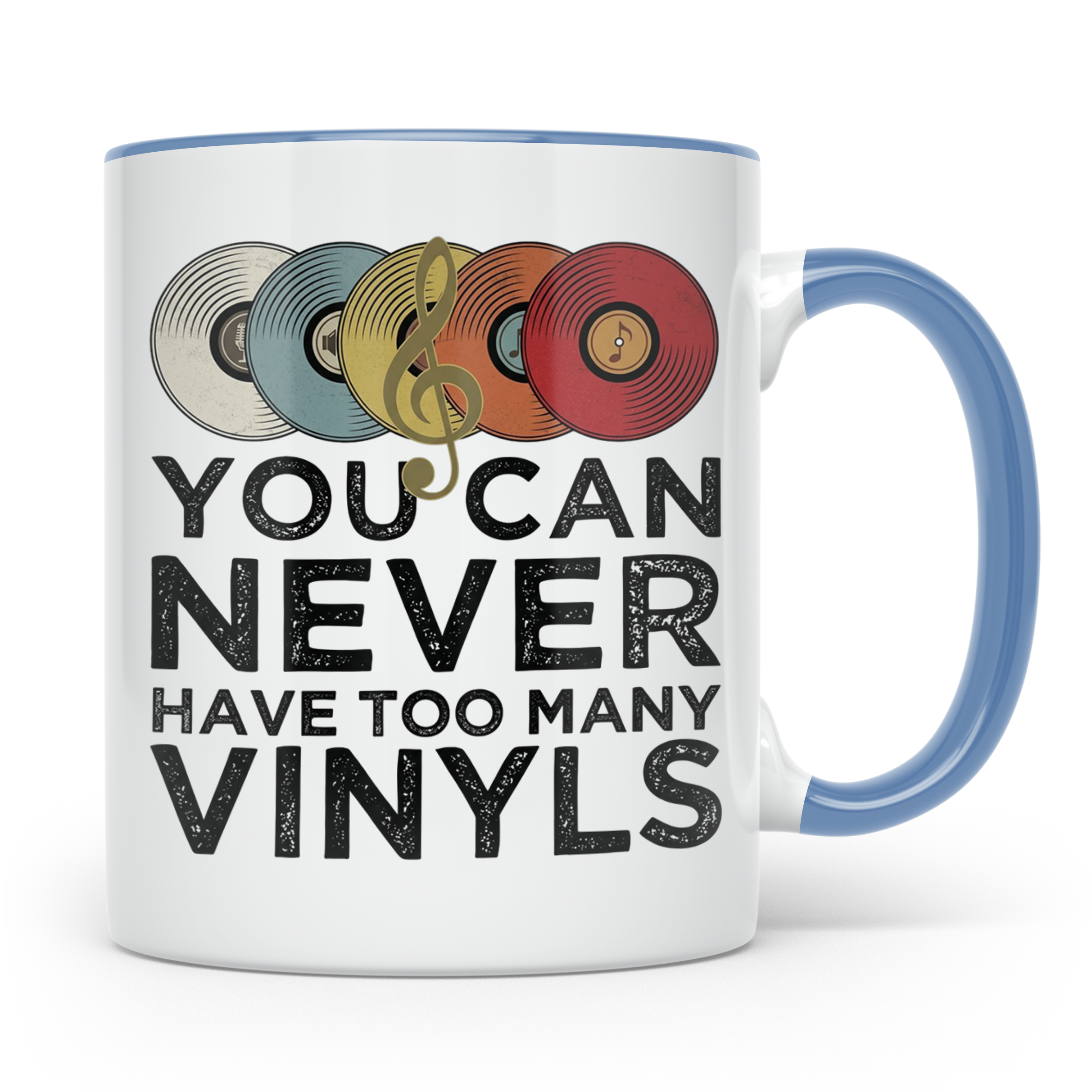 Schallplatten Sammler Tasse mit Spruch für Vinyl Liebhaber,  – Blau [farbe:blau]