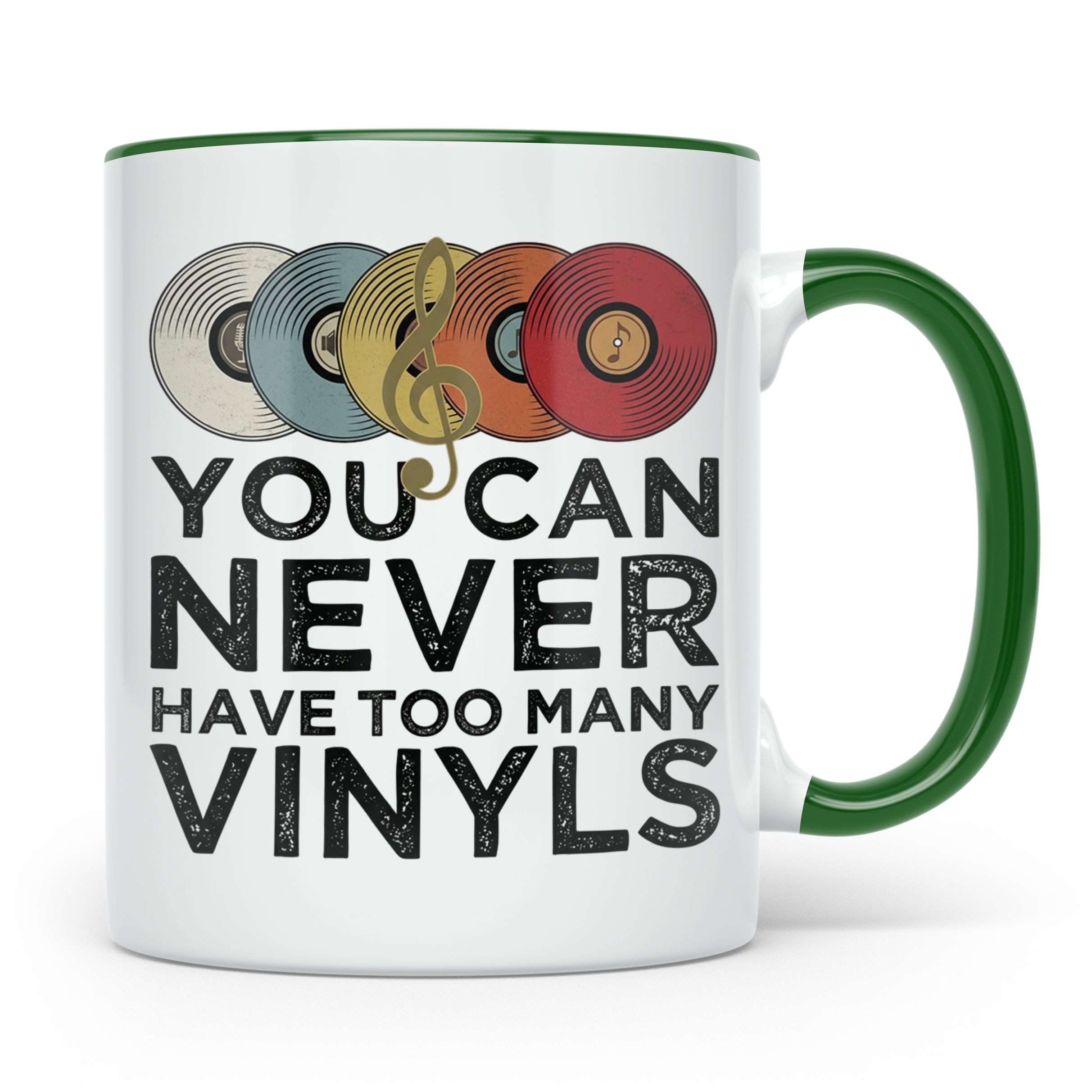 Schallplatten Sammler Tasse mit Spruch für Vinyl Liebhaber,  – Grün [farbe:grün]