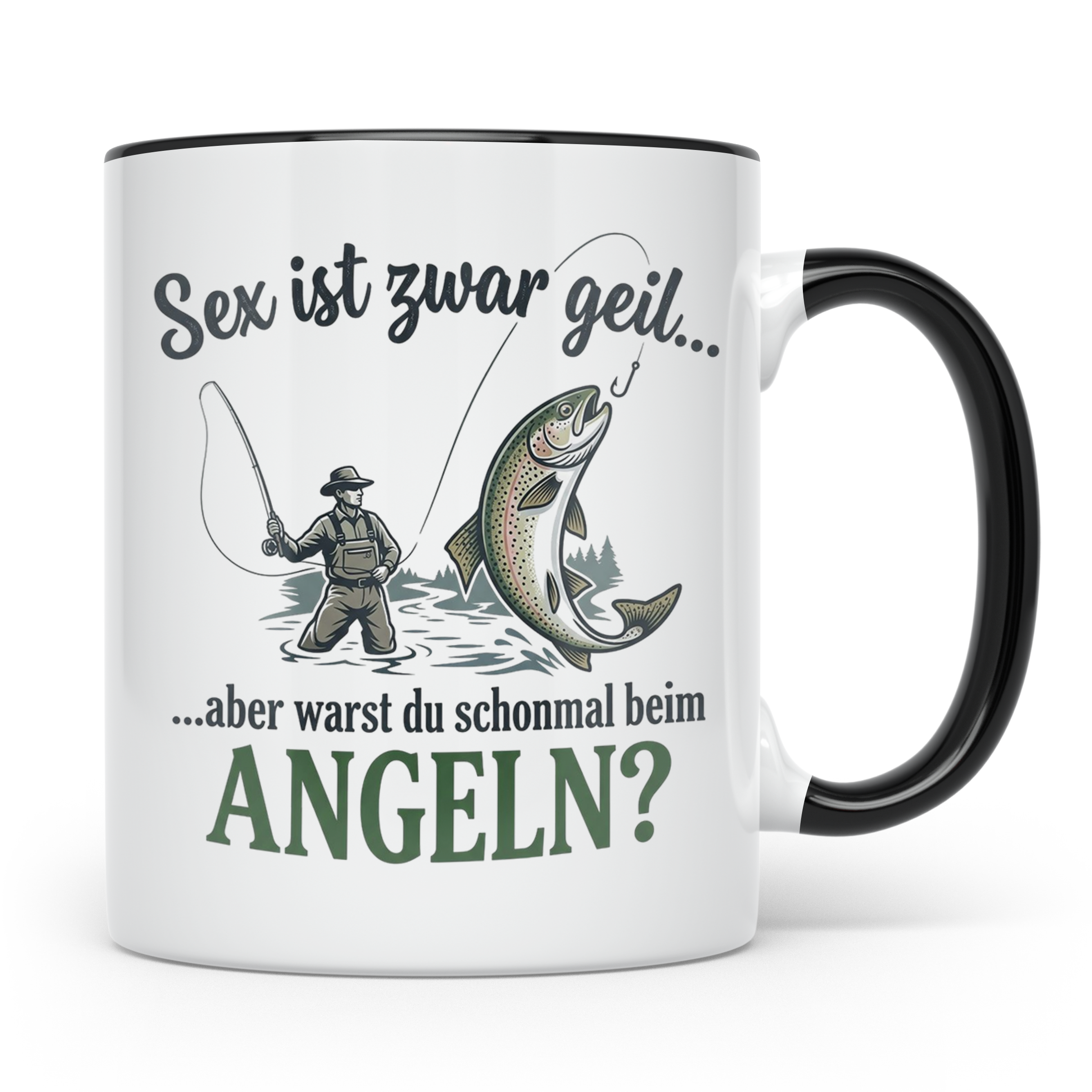 Angler Tasse mit lustigem Spruch Sex ist geil Angeln. Gesche – Schwarz [farbe:schwarz]