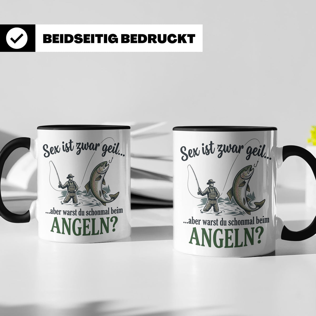 Angler Tasse mit lustigem Spruch Sex ist geil Angeln. Gesche – Schwarz [farbe:schwarz]