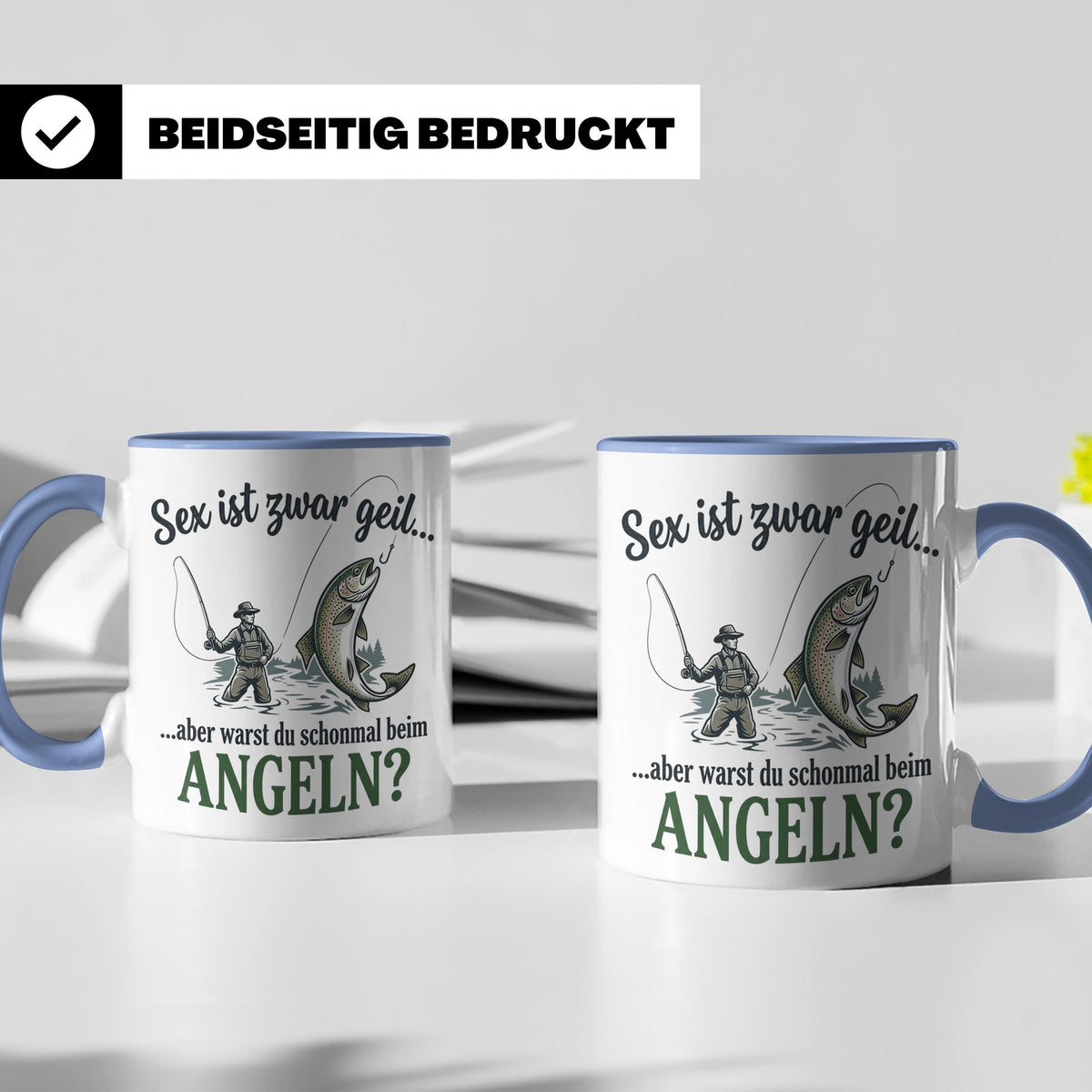 Angler Tasse mit lustigem Spruch Sex ist geil Angeln. Gesche – Blau [farbe:blau]