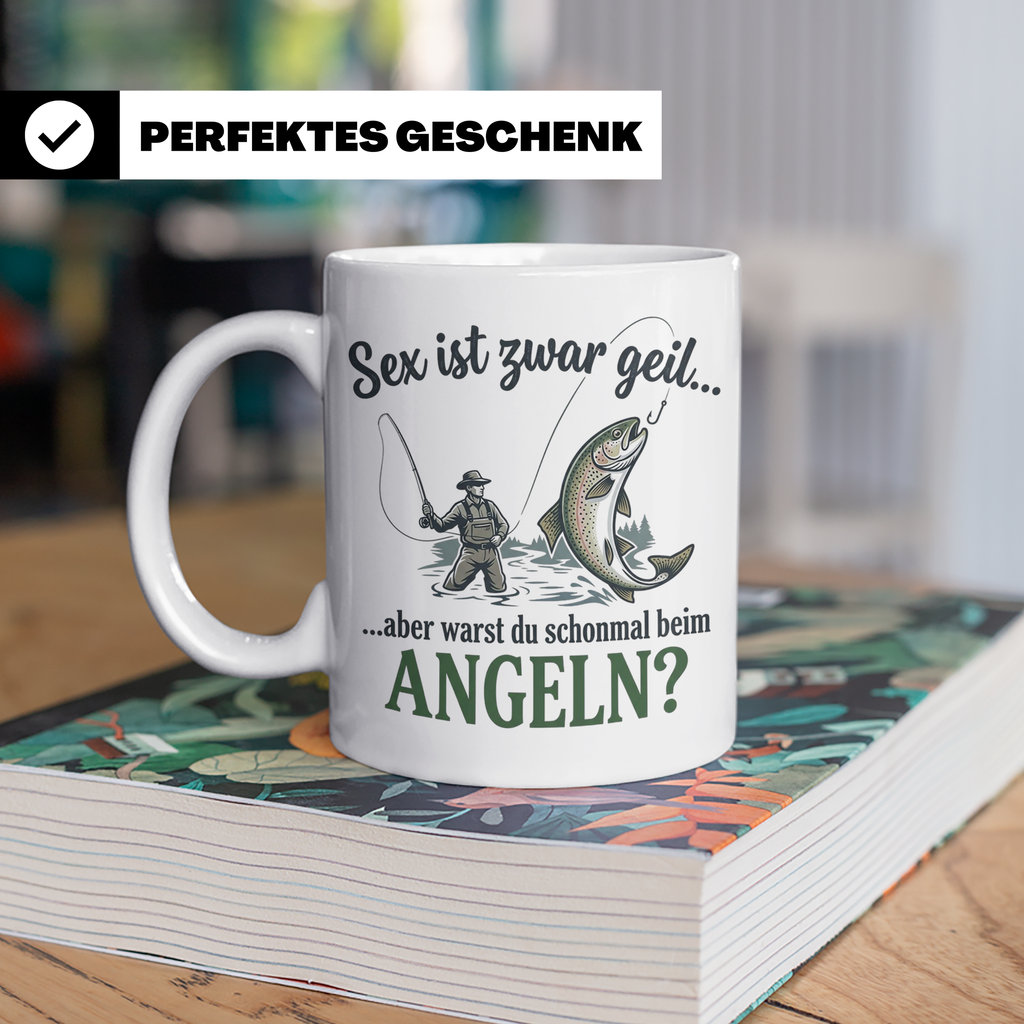 Angler Tasse mit lustigem Spruch Sex ist geil Angeln. Gesche – Weiß [farbe:weiß]