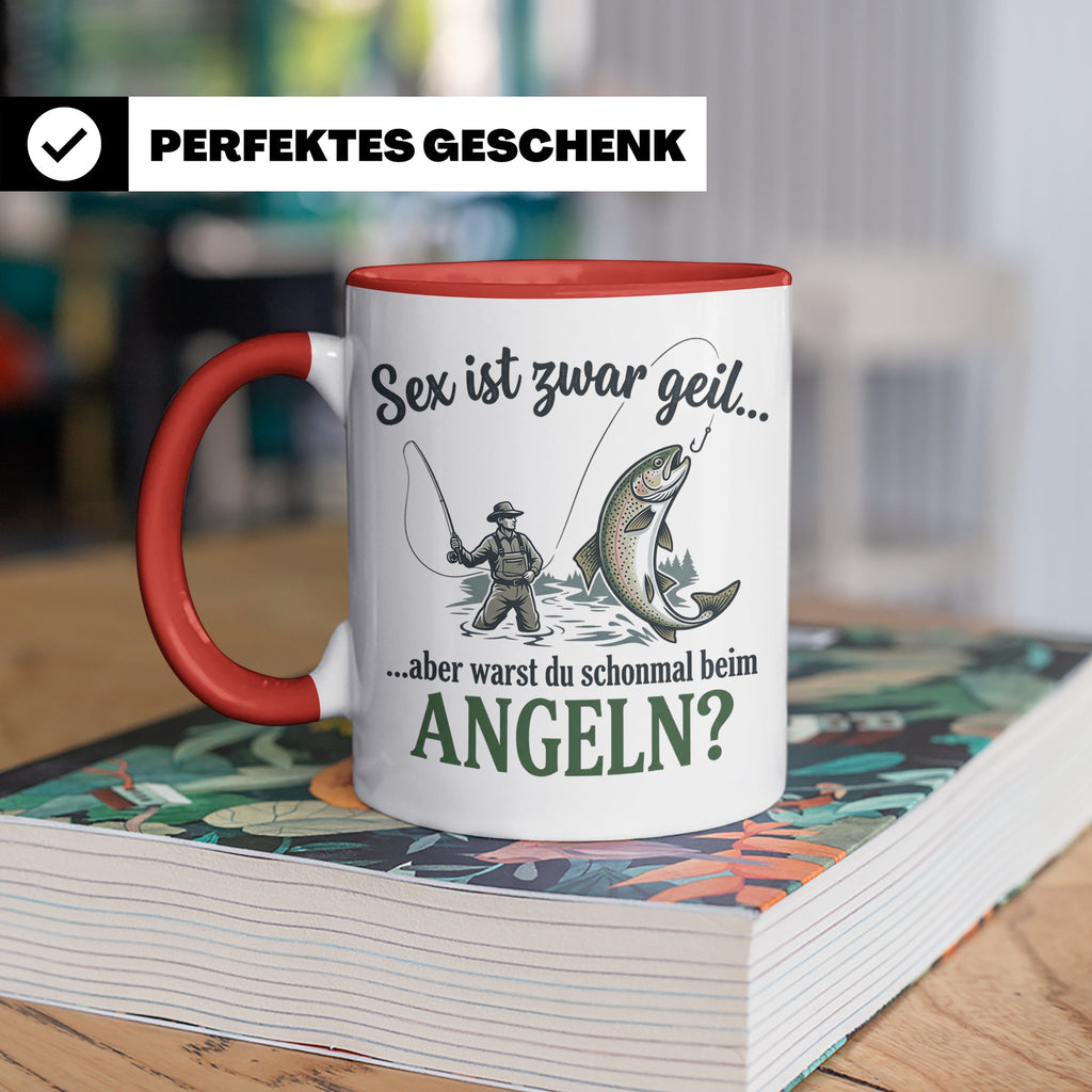 Angler Tasse mit lustigem Spruch Sex ist geil Angeln. Gesche – Rot [farbe:rot]