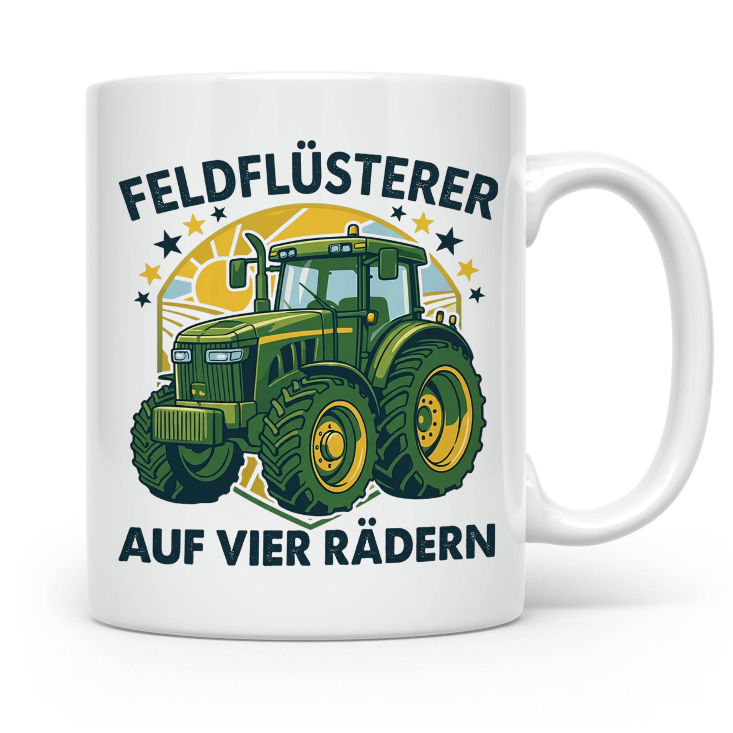 Traktor Tasse Feldflüsterer auf vier Rädern lustiger Spruch  – Weiß [farbe:weiß]