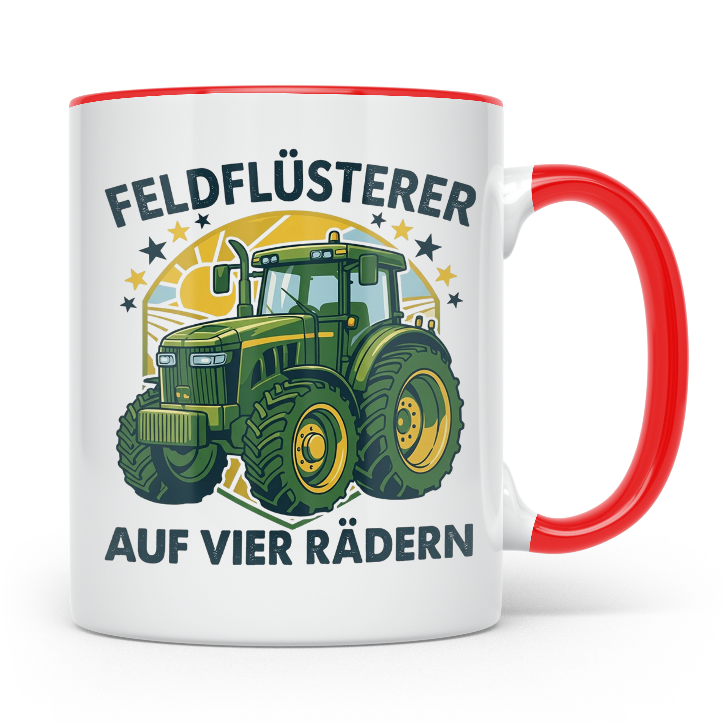 Traktor Tasse Feldflüsterer auf vier Rädern lustiger Spruch  – Rot [farbe:rot]