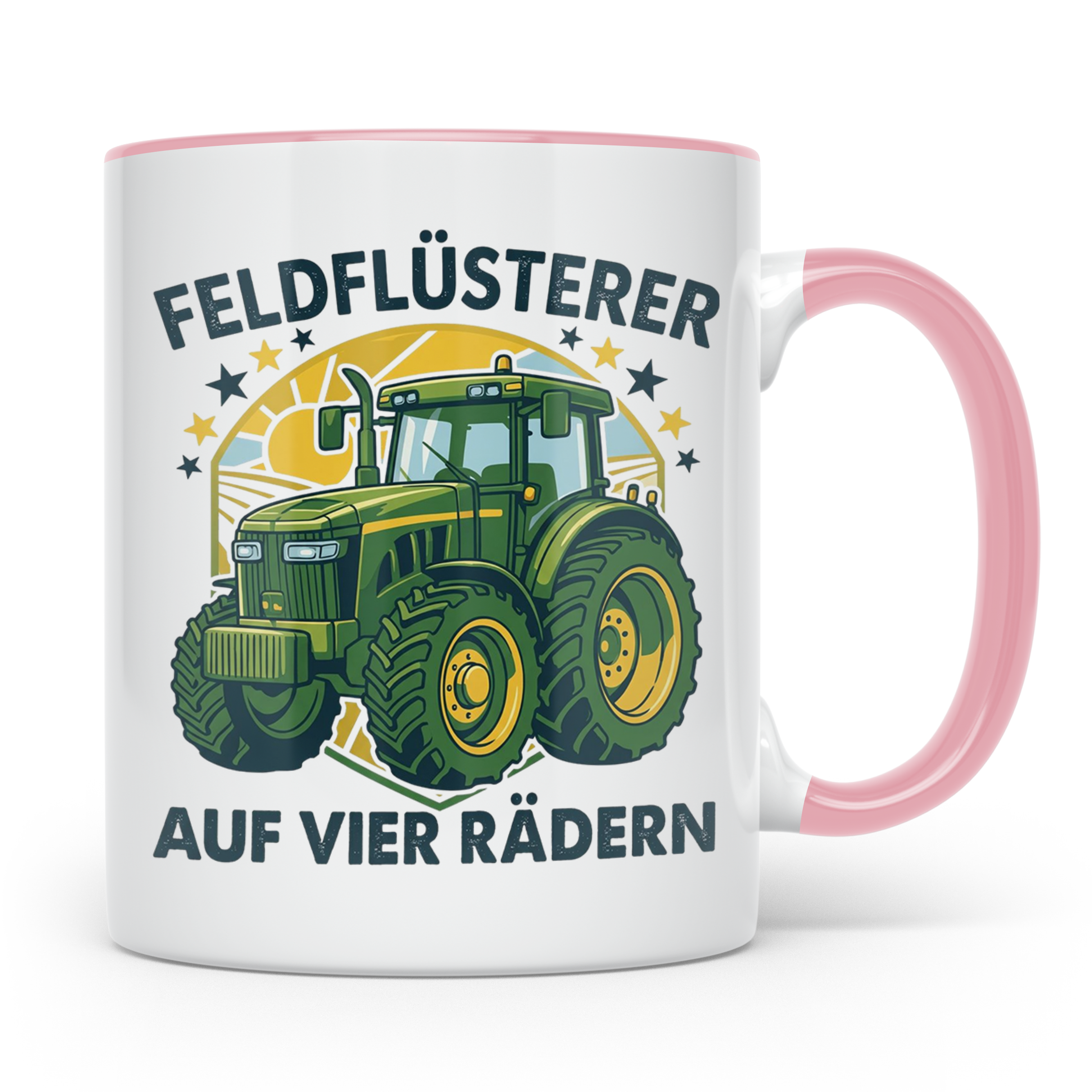Traktor Tasse Feldflüsterer auf vier Rädern lustiger Spruch  – Rosa [farbe:rosa]