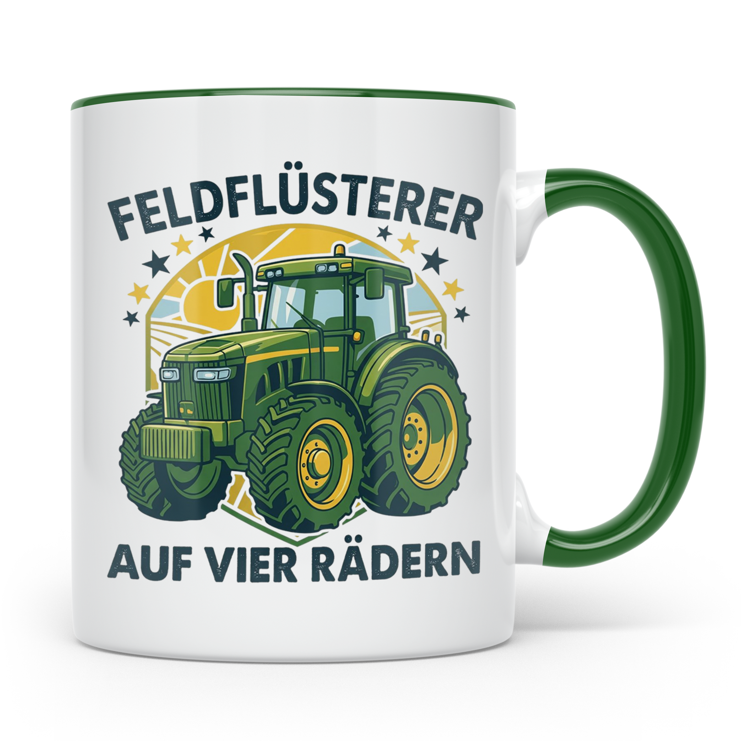 Traktor Tasse Feldflüsterer auf vier Rädern lustiger Spruch  – Grün [farbe:grün]