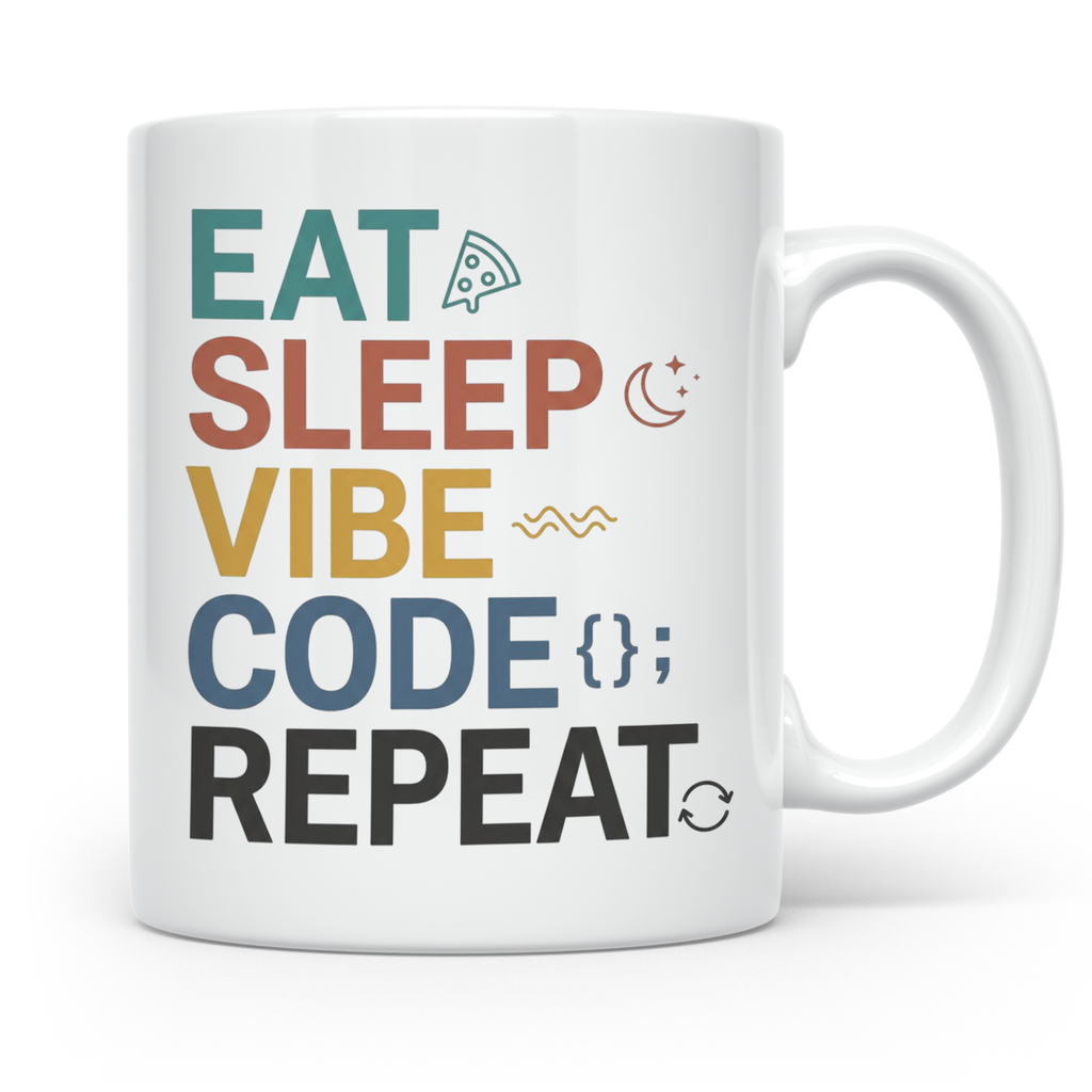 Programmierer Tasse Eat Sleep Vibe Code Repeat | Lustiger Sp – Weiß [farbe:weiß]