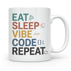 Programmierer Tasse Eat Sleep Vibe Code Repeat | Lustiger Sp – Weiß [farbe:weiß]