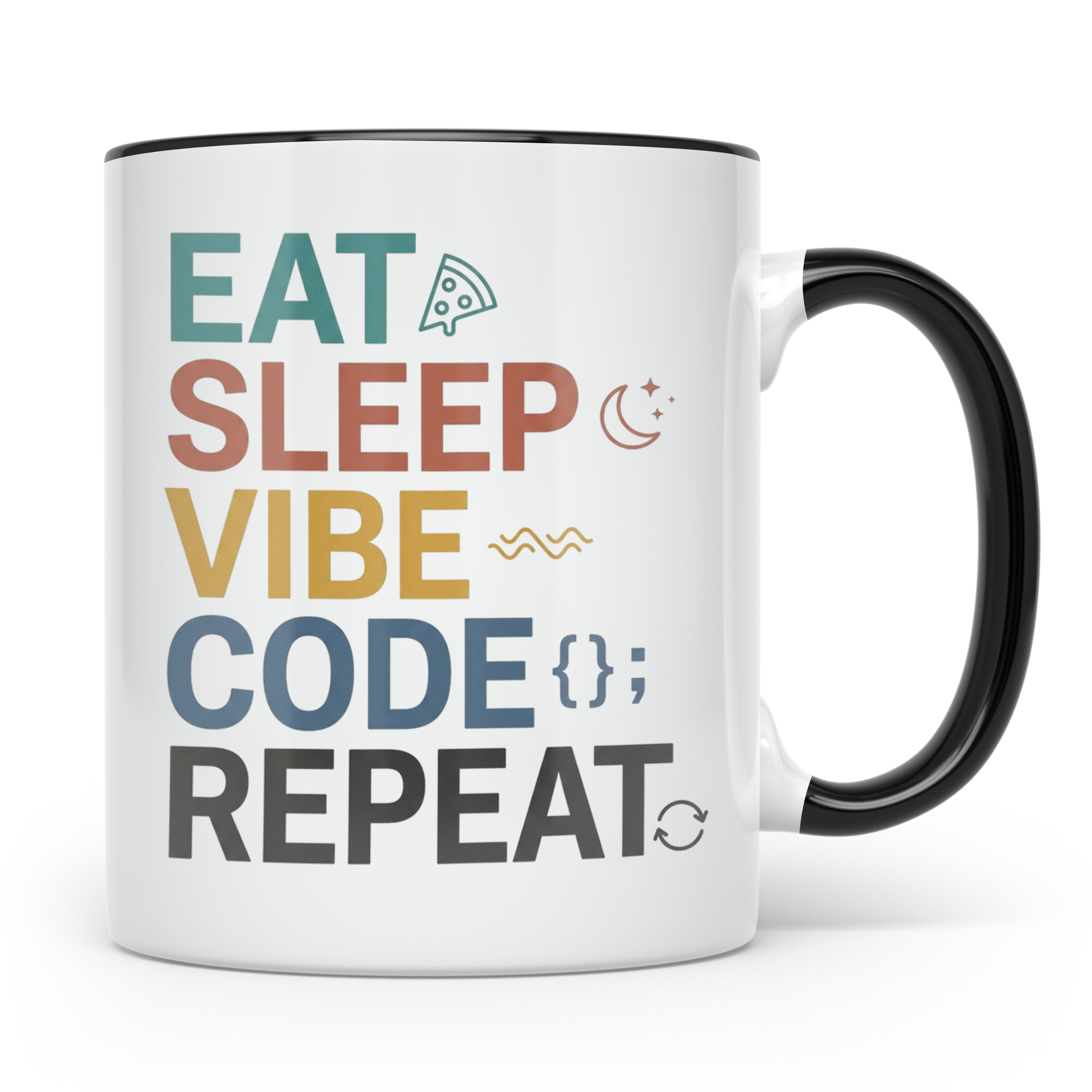 Programmierer Tasse Eat Sleep Vibe Code Repeat | Lustiger Sp – Schwarz [farbe:schwarz]