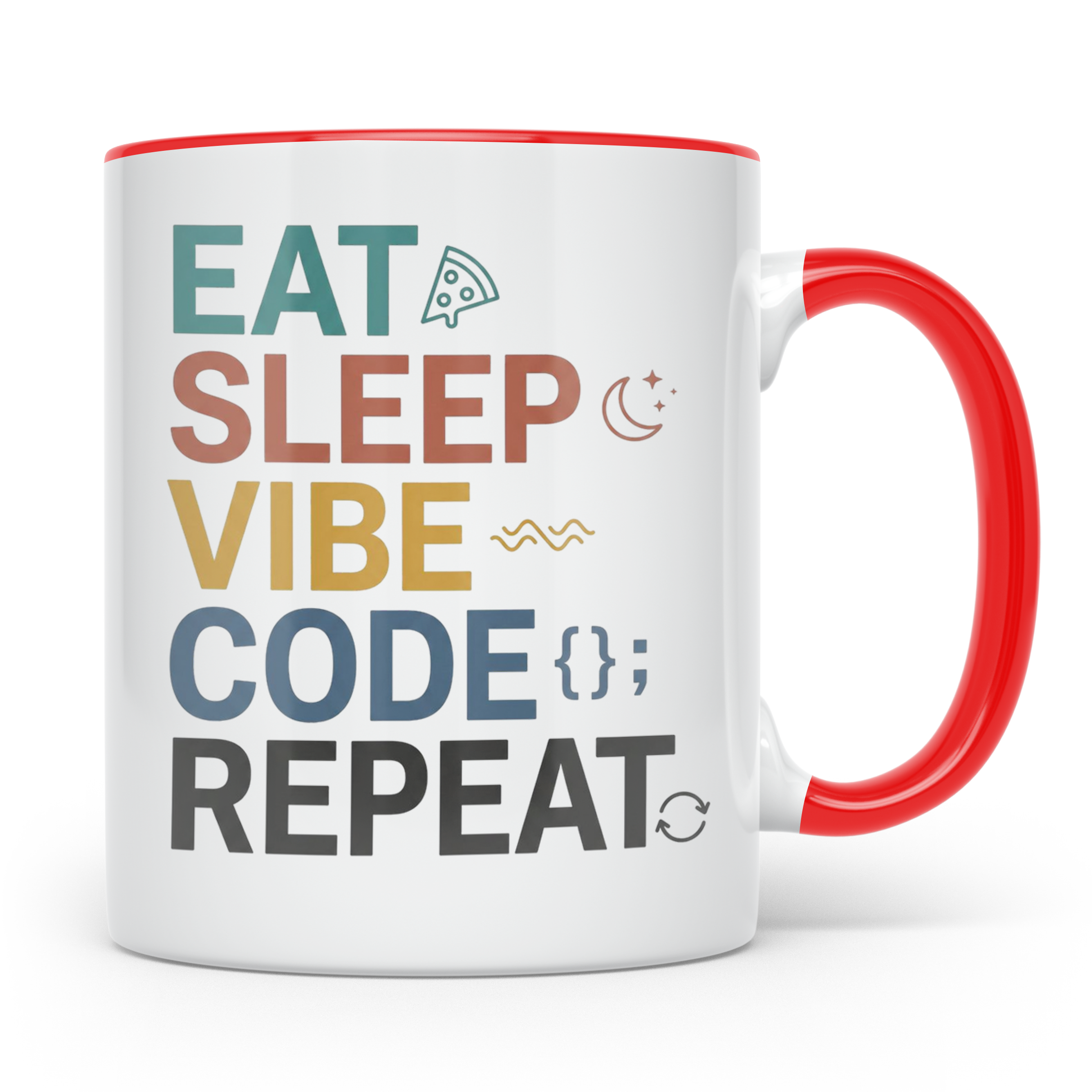 Programmierer Tasse Eat Sleep Vibe Code Repeat | Lustiger Sp – Rot [farbe:rot]
