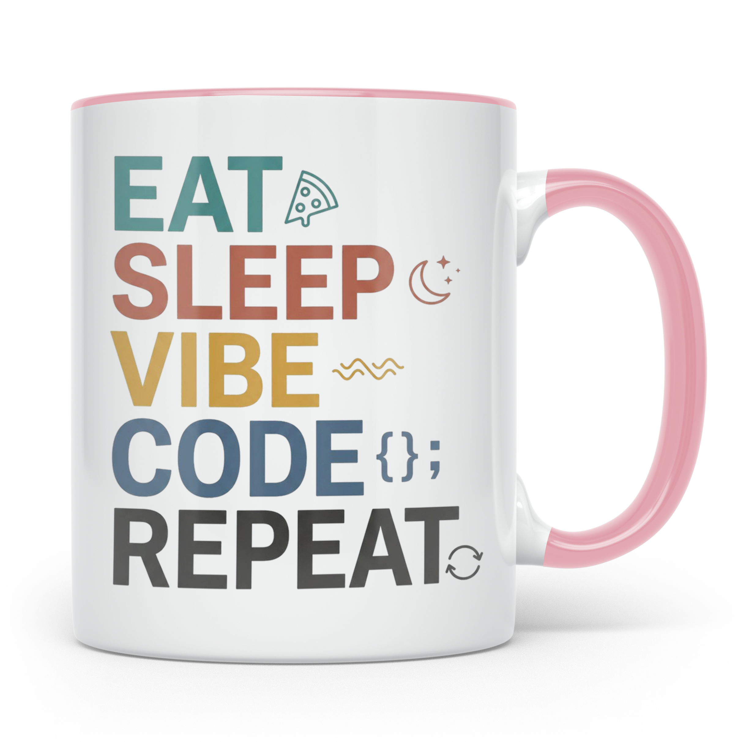 Programmierer Tasse Eat Sleep Vibe Code Repeat | Lustiger Sp – Rosa [farbe:rosa]