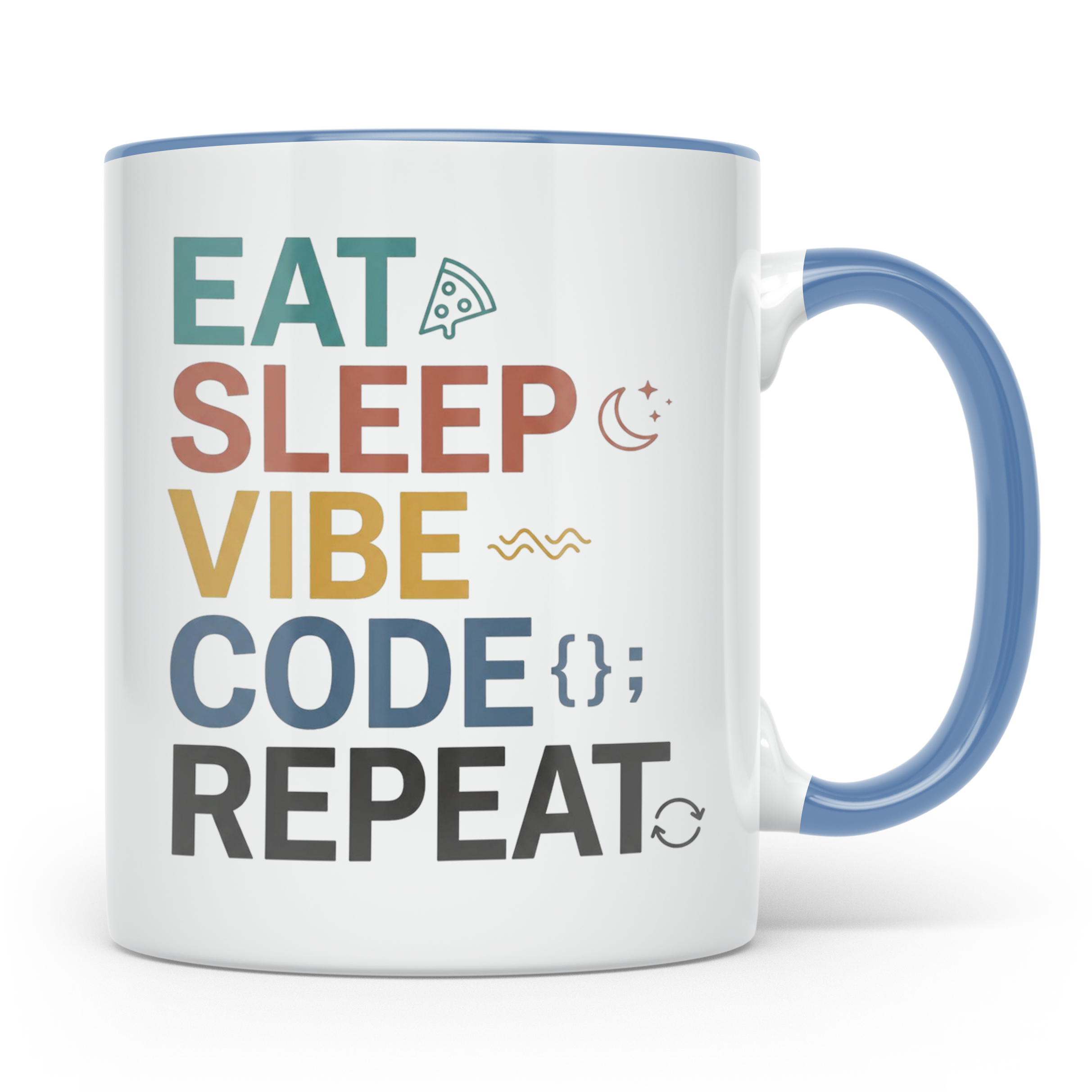 Programmierer Tasse Eat Sleep Vibe Code Repeat | Lustiger Sp – Blau [farbe:blau]
