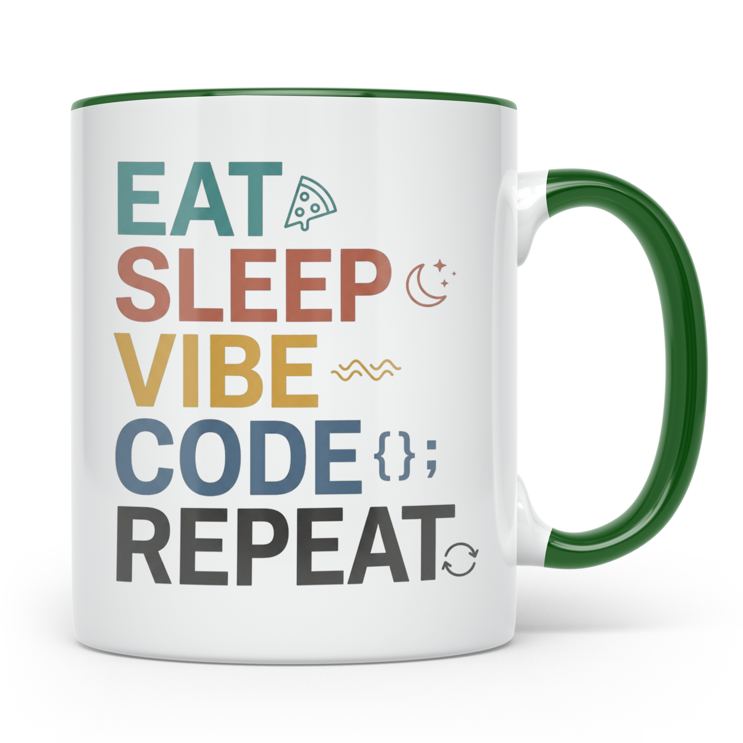 Programmierer Tasse Eat Sleep Vibe Code Repeat | Lustiger Sp – Grün [farbe:grün]