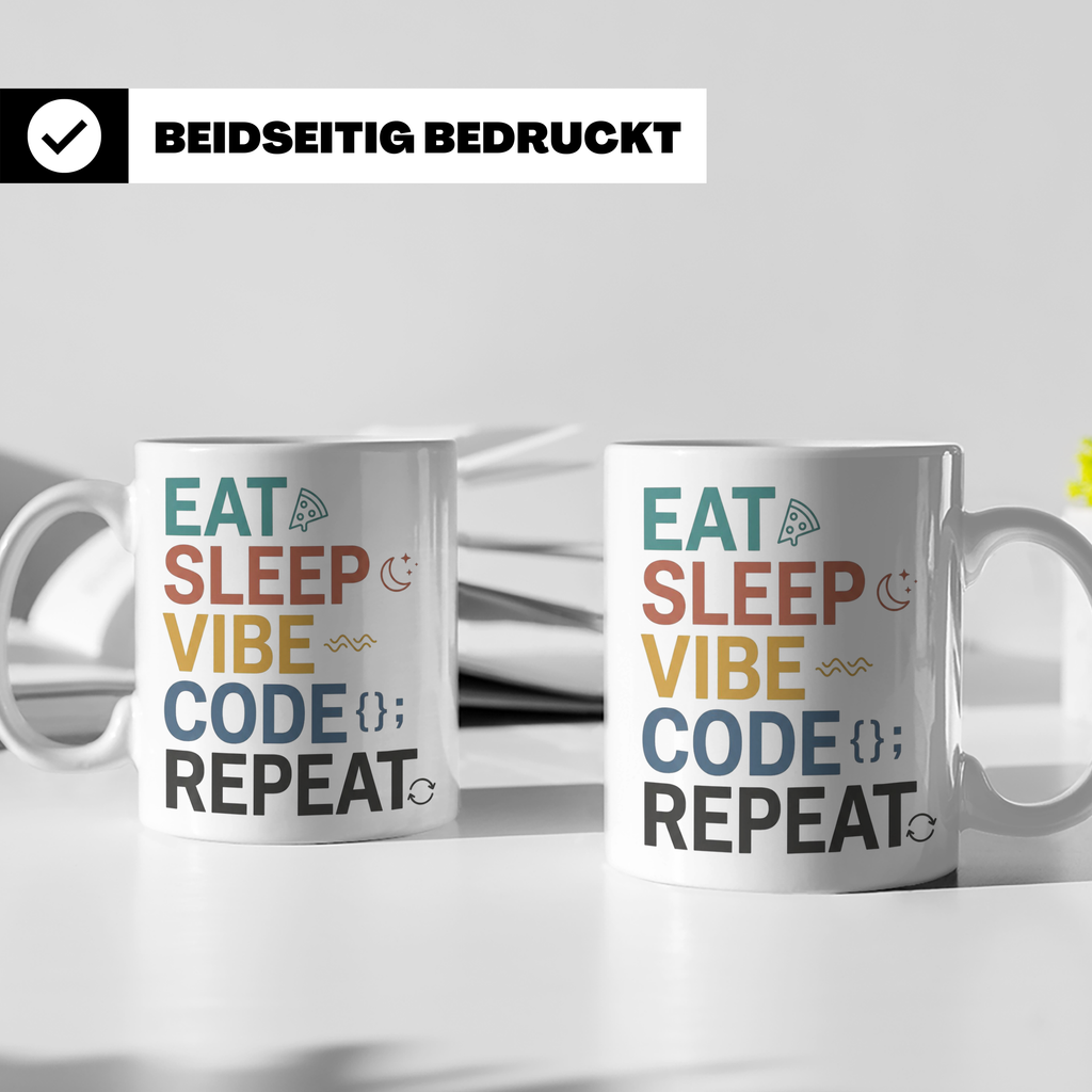 Programmierer Tasse Eat Sleep Vibe Code Repeat | Lustiger Sp – Weiß [farbe:weiß]