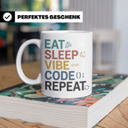 Programmierer Tasse Eat Sleep Vibe Code Repeat | Lustiger Sp – Weiß [farbe:weiß]