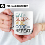 Programmierer Tasse Eat Sleep Vibe Code Repeat | Lustiger Sp – Weiß [farbe:weiß]