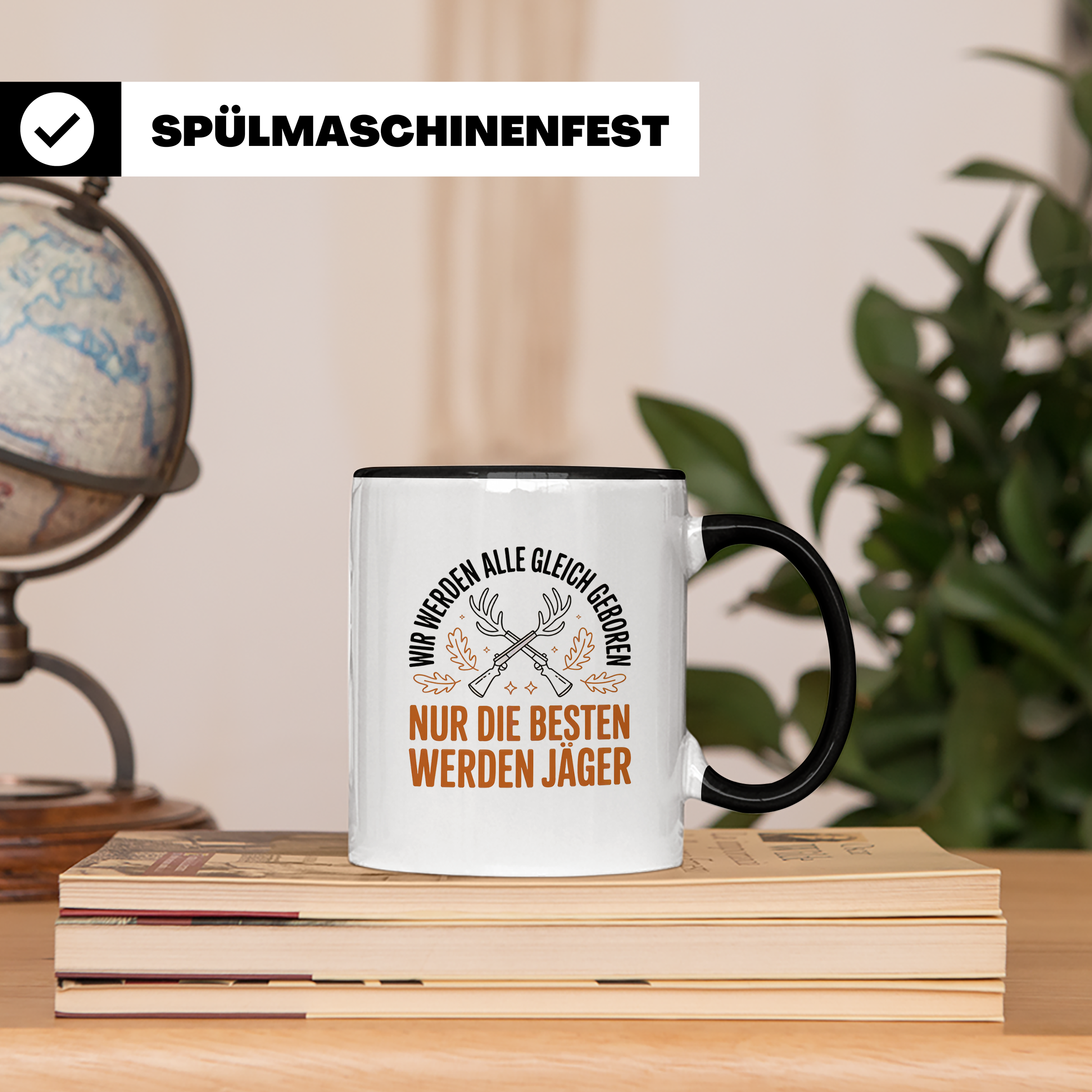 Jäger Tasse - Wir Werden Alle Gleich Geboren - Jagdmotive Geschenkidee für Jäger & Jagdliebhaber - Gewehr Jagdzubehör Geschenk