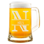 Personalisiertes Bierkrug mit Monogramm – Elegantes Geschenk für Männer, Monogramm N Bierkrug für Nette Kollegen, Ideal für Geburtstagsgeschenke