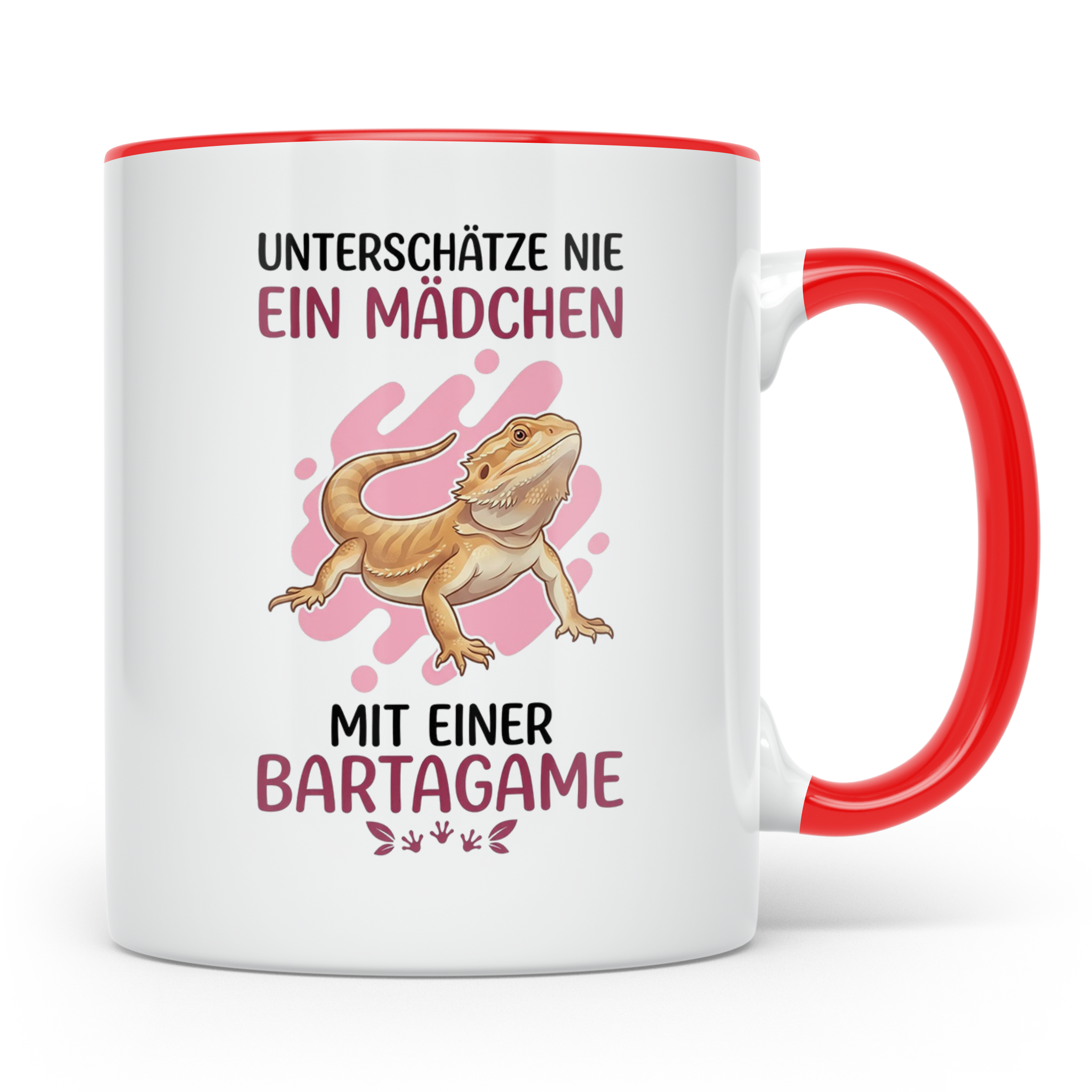 Bartagame Tasse für Mädchen & Frauen | Unterschätze nie ein  – Rot [farbe:rot]