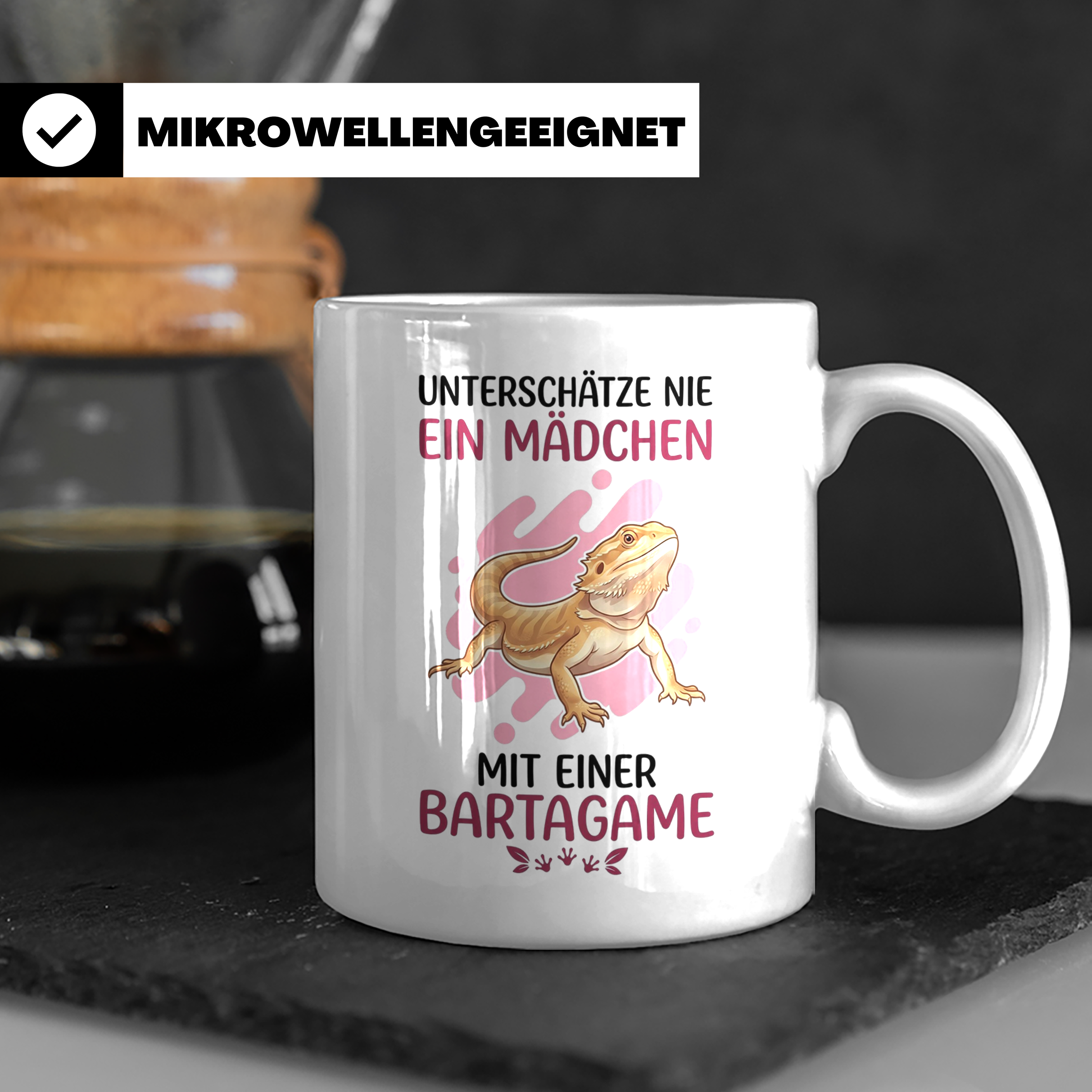 Bartagame Tasse für Mädchen & Frauen | Unterschätze nie ein  – Weiß [farbe:weiß]