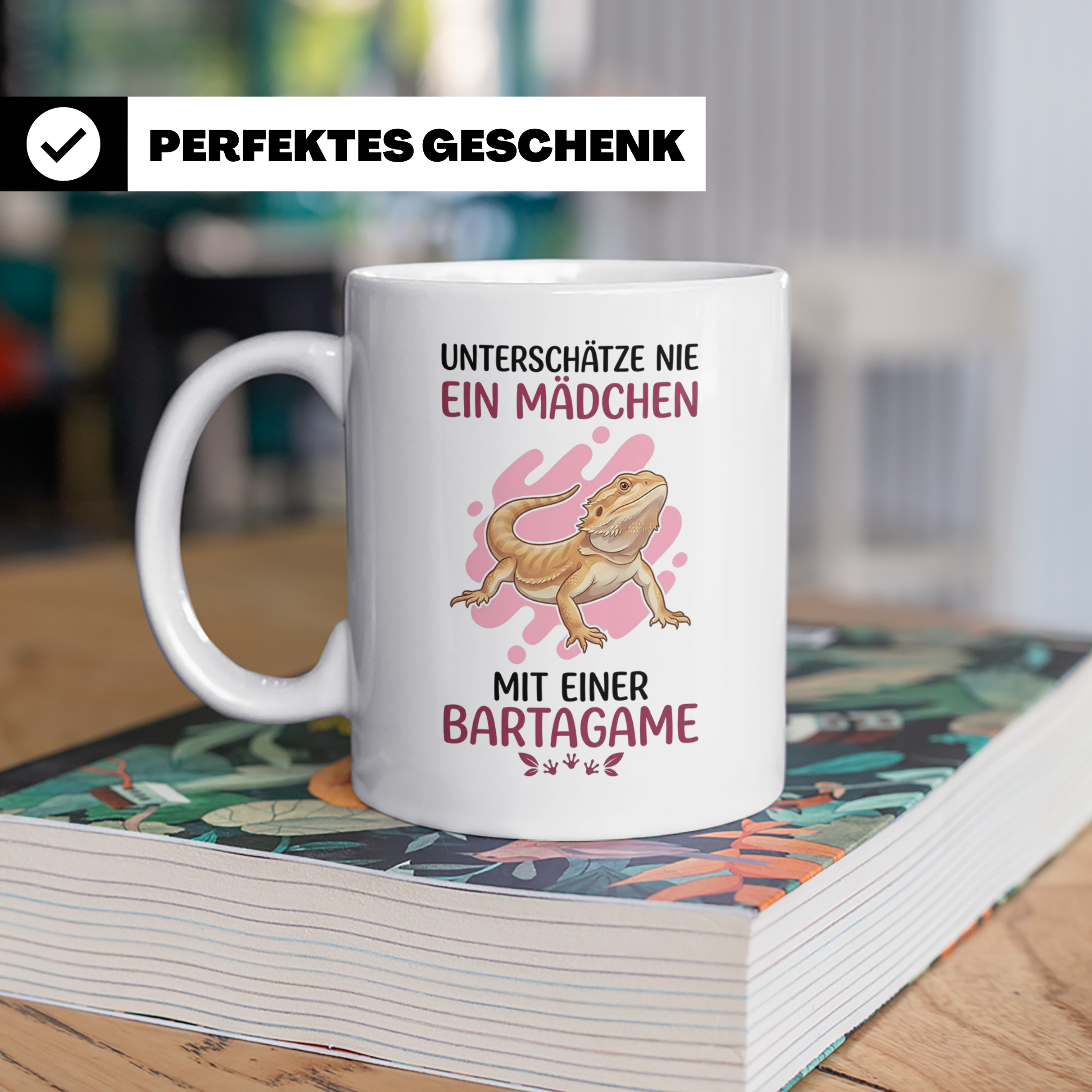 Bartagame Tasse für Mädchen & Frauen | Unterschätze nie ein  – Weiß [farbe:weiß]