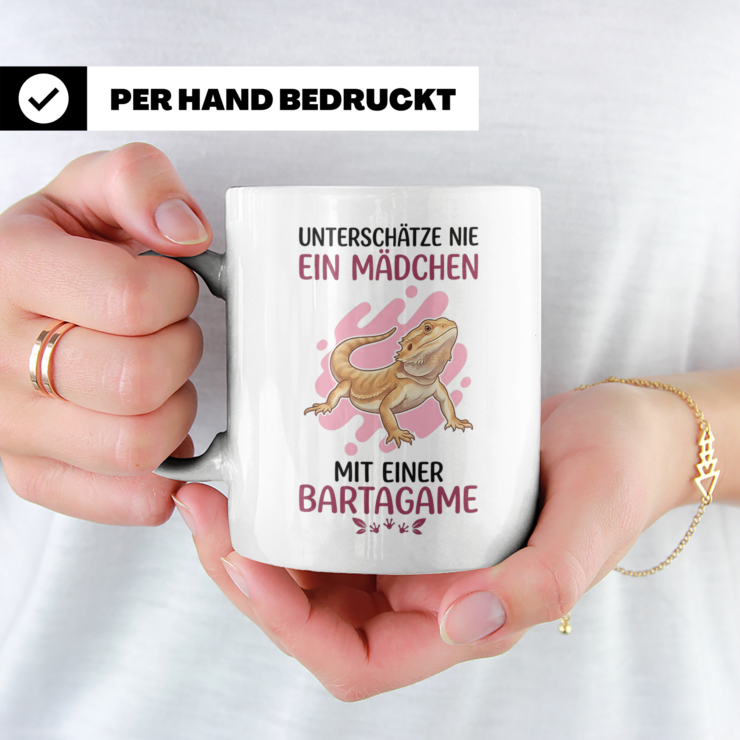 Bartagame Tasse für Mädchen & Frauen | Unterschätze nie ein  – Weiß [farbe:weiß]