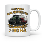 Landwirt Tasse mit Spruch >100 ha, Traktor Motiv für Bauer,  – Weiß [farbe:weiß]