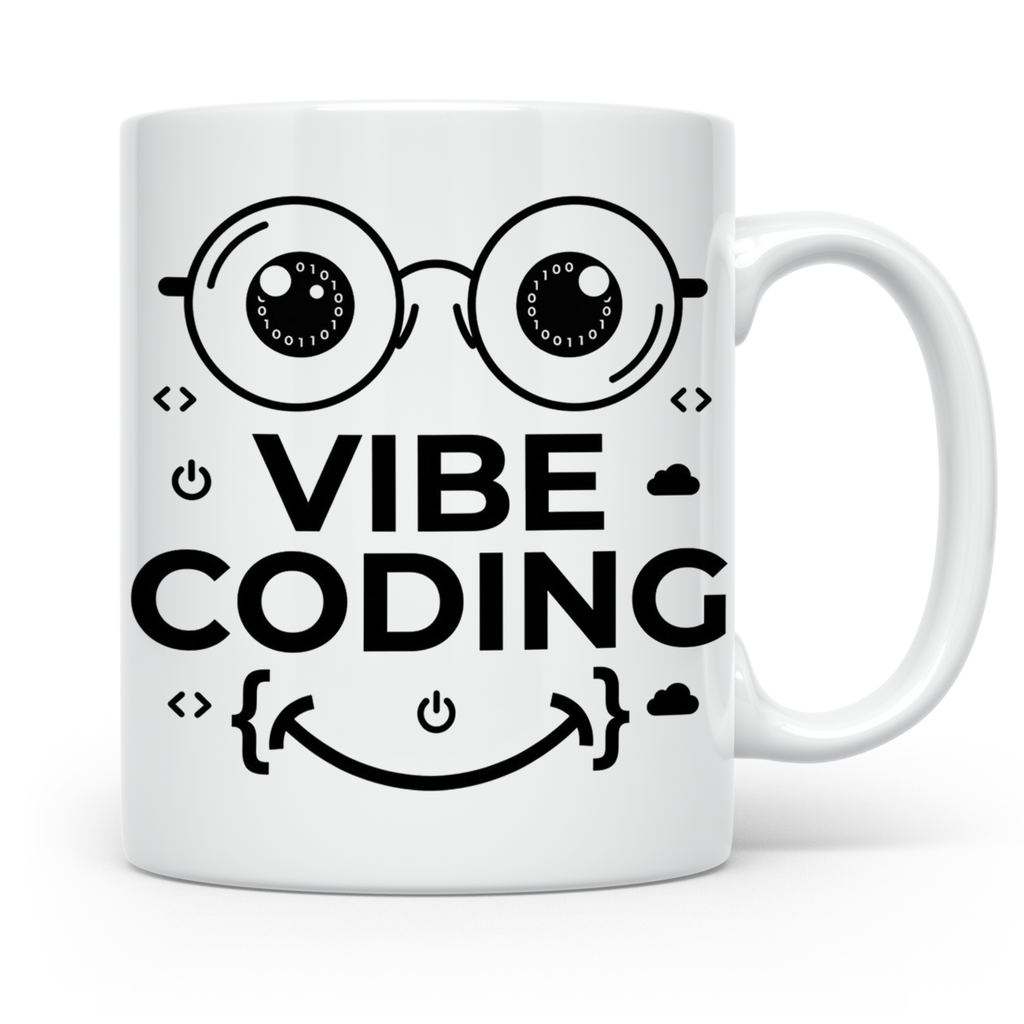Programmierer Tasse Vibe Coding lustig für Coder, Softwareen – Weiß [farbe:weiß]