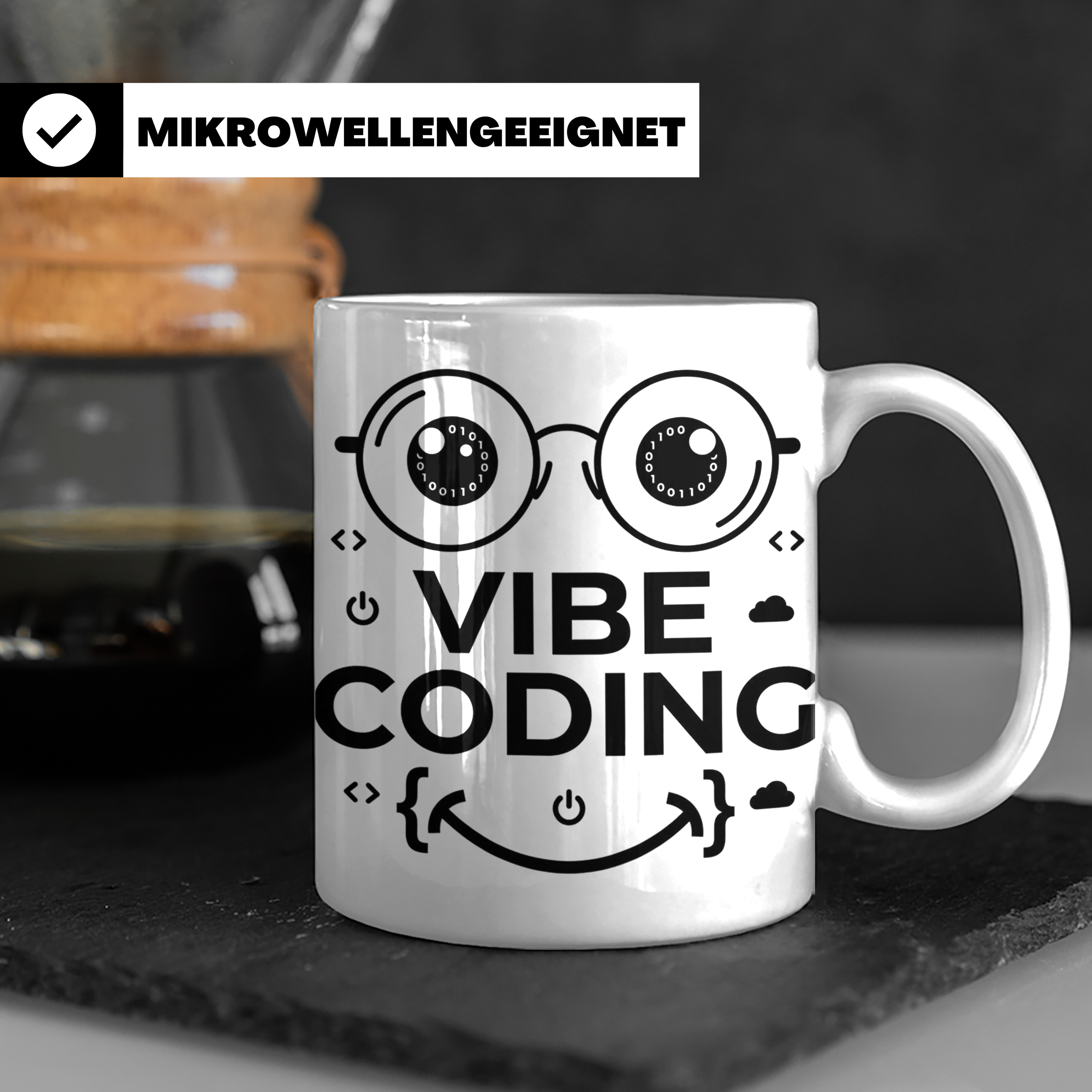 Programmierer Tasse Vibe Coding lustig für Coder, Softwareen – Weiß [farbe:weiß]