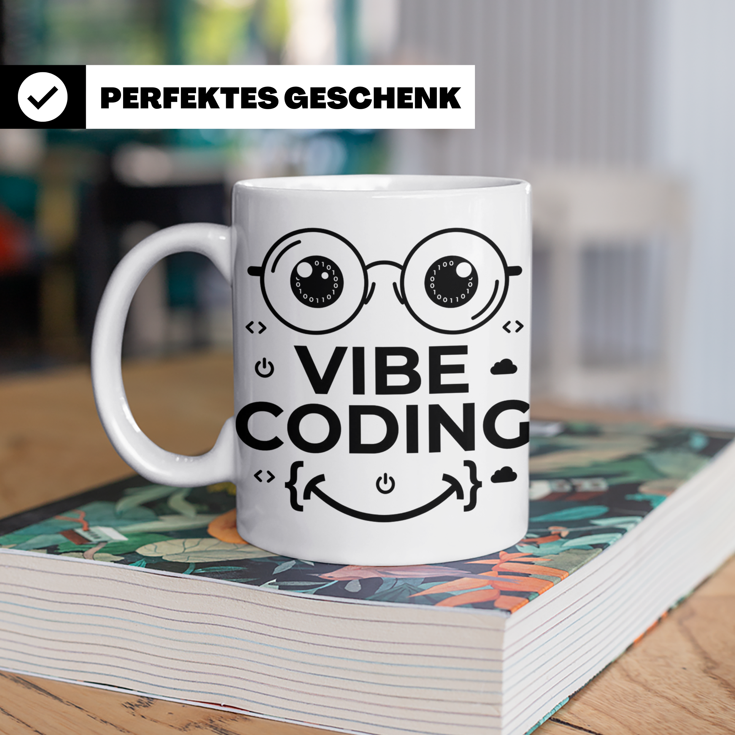 Programmierer Tasse Vibe Coding lustig für Coder, Softwareen – Weiß [farbe:weiß]