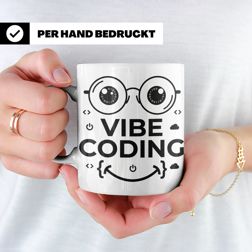 Programmierer Tasse Vibe Coding lustig für Coder, Softwareen – Weiß [farbe:weiß]