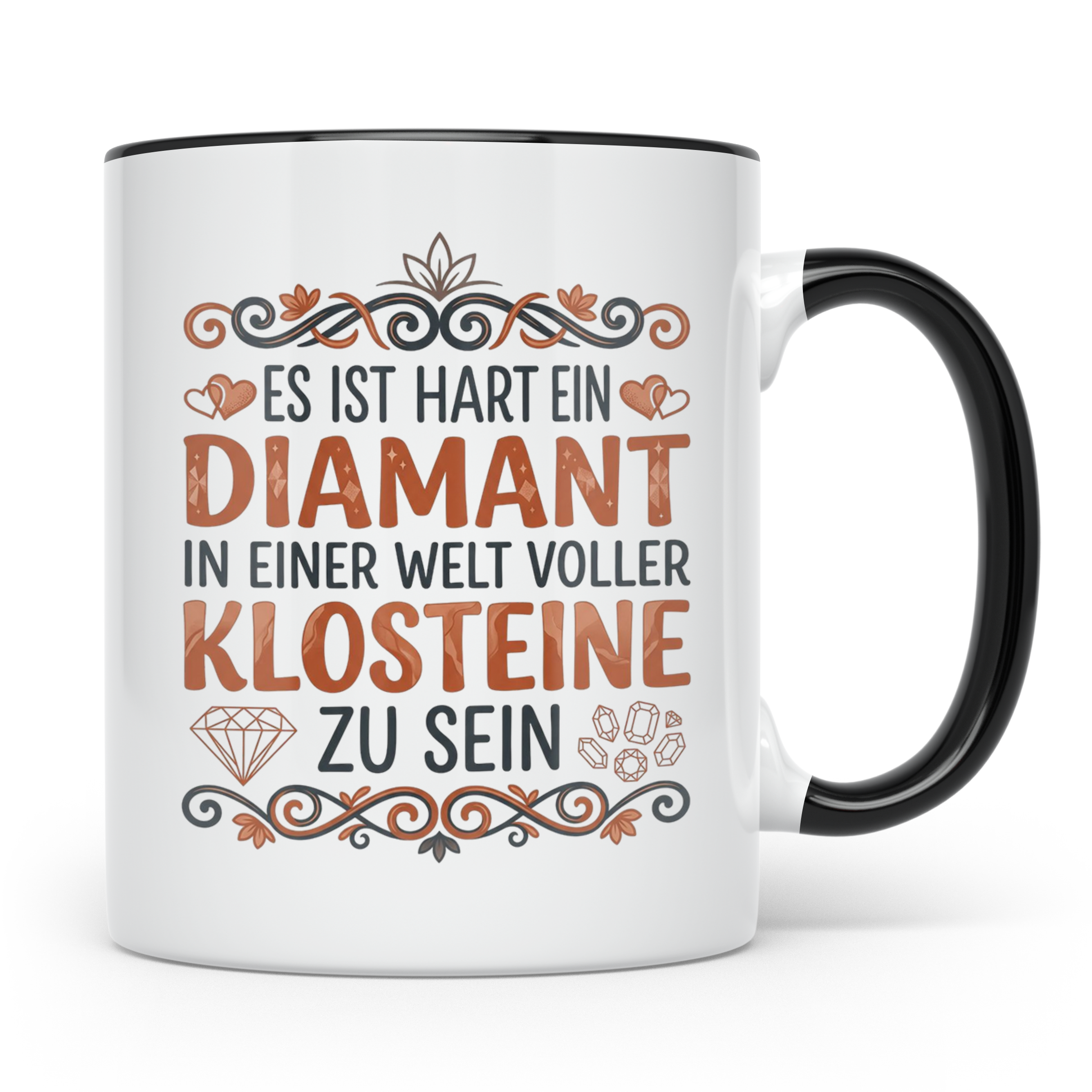 Diamant Klosteine Tasse lustiger Spruch für Frauen & Kollegi – Schwarz [farbe:schwarz]