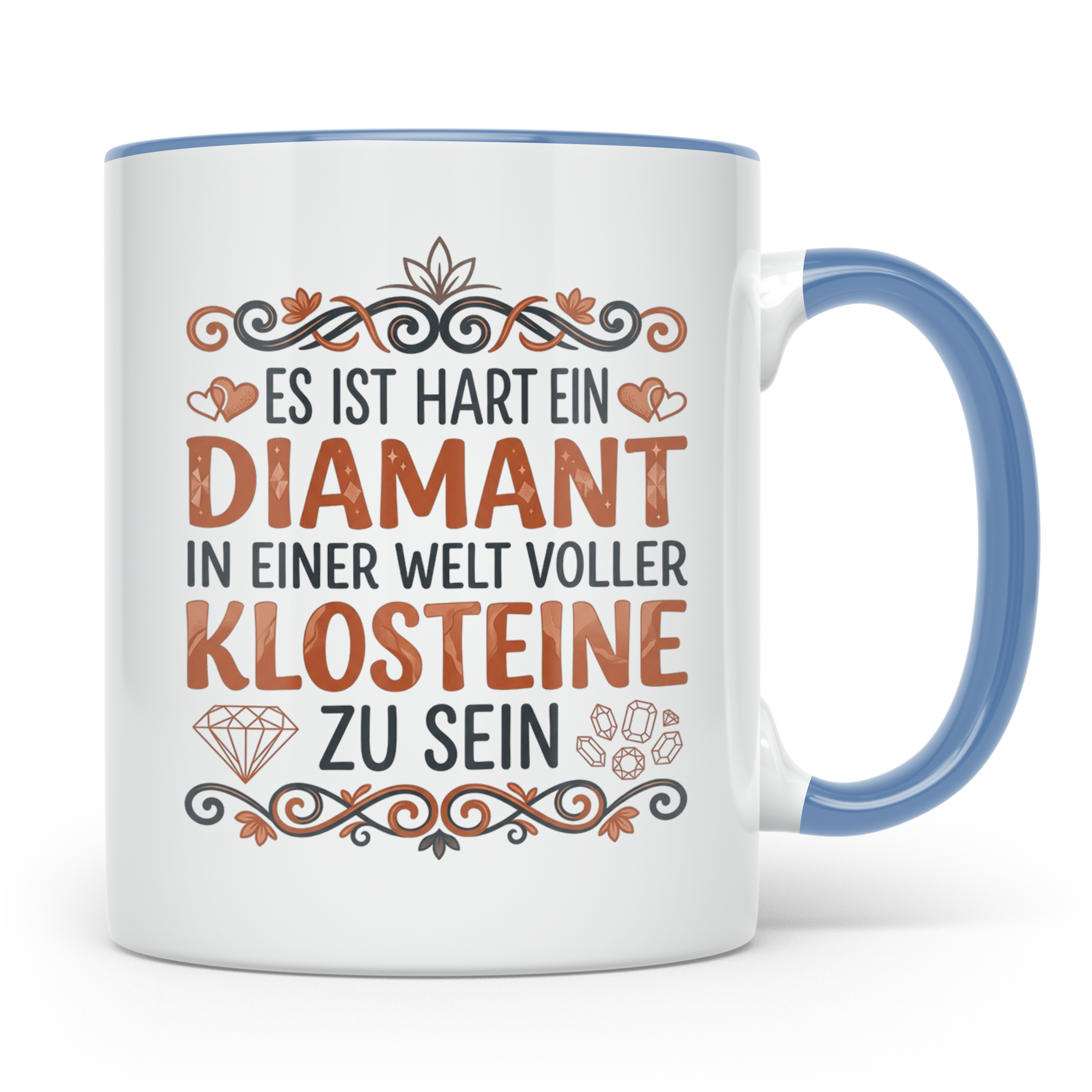 Diamant Klosteine Tasse lustiger Spruch für Frauen & Kollegi – Blau [farbe:blau]