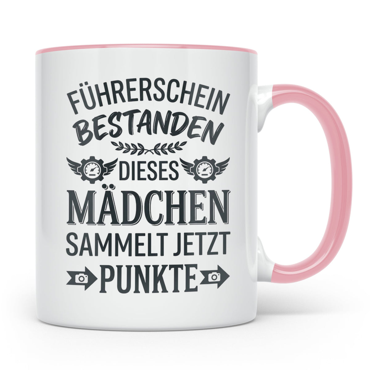 Führerschein Bestanden Tasse für Mädchen, Lustiges Geschenk  – Rosa [farbe:rosa]