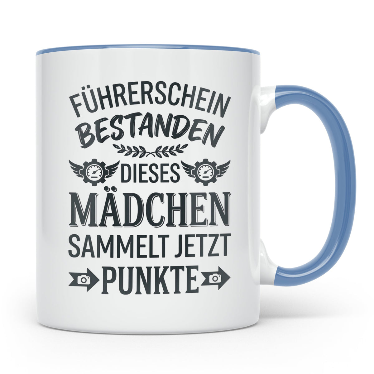 Führerschein Bestanden Tasse für Mädchen, Lustiges Geschenk  – Blau [farbe:blau]