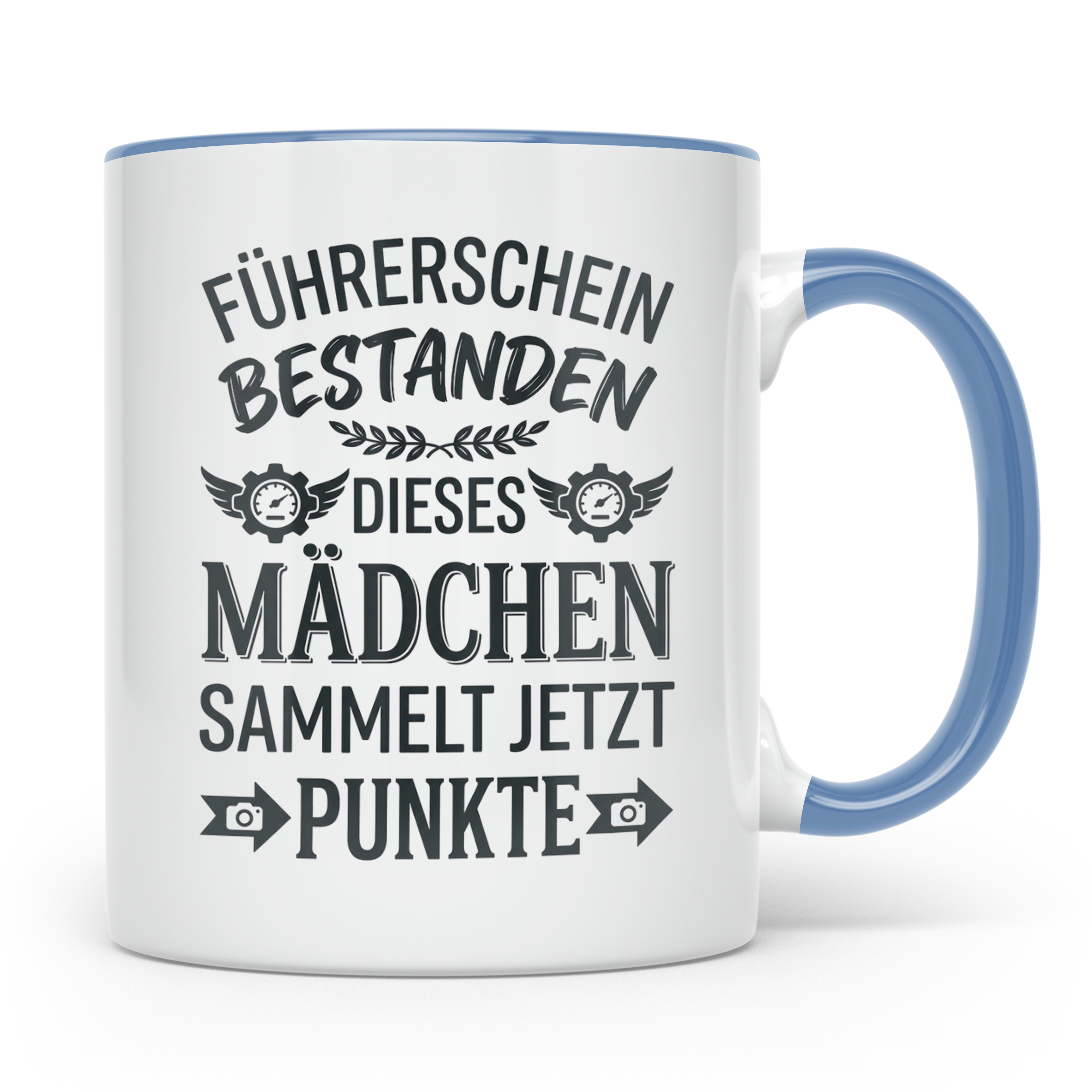Führerschein Bestanden Tasse für Mädchen, Lustiges Geschenk  – Blau [farbe:blau]