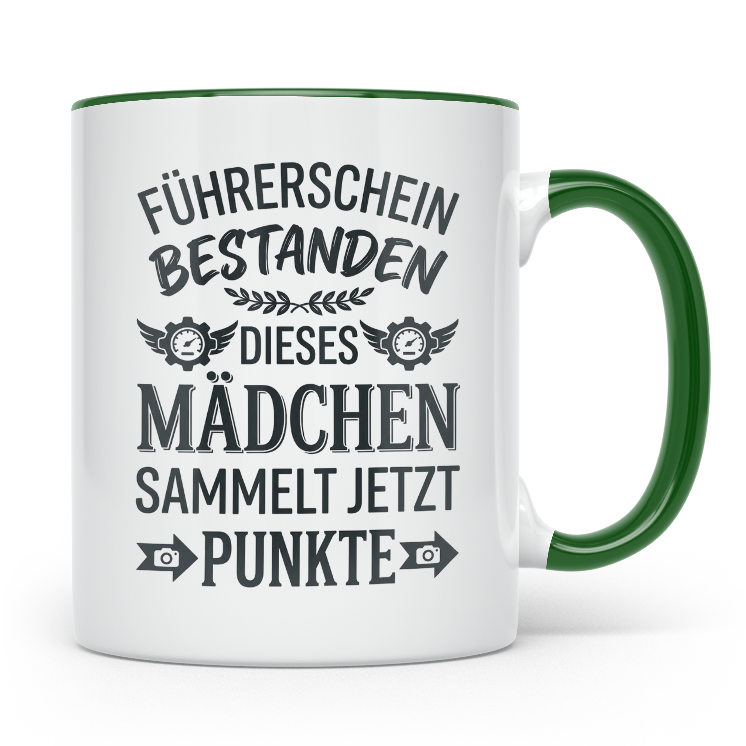 Führerschein Bestanden Tasse für Mädchen, Lustiges Geschenk  – Grün [farbe:grün]