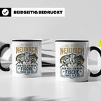 Angler Tasse mit Spruch Sei nicht neidisch | Raubfisch Hecht – Schwarz [farbe:schwarz]